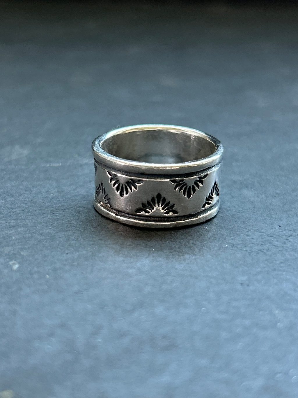 Wide Band Stamped Stacking Ring Size 9 Style #16