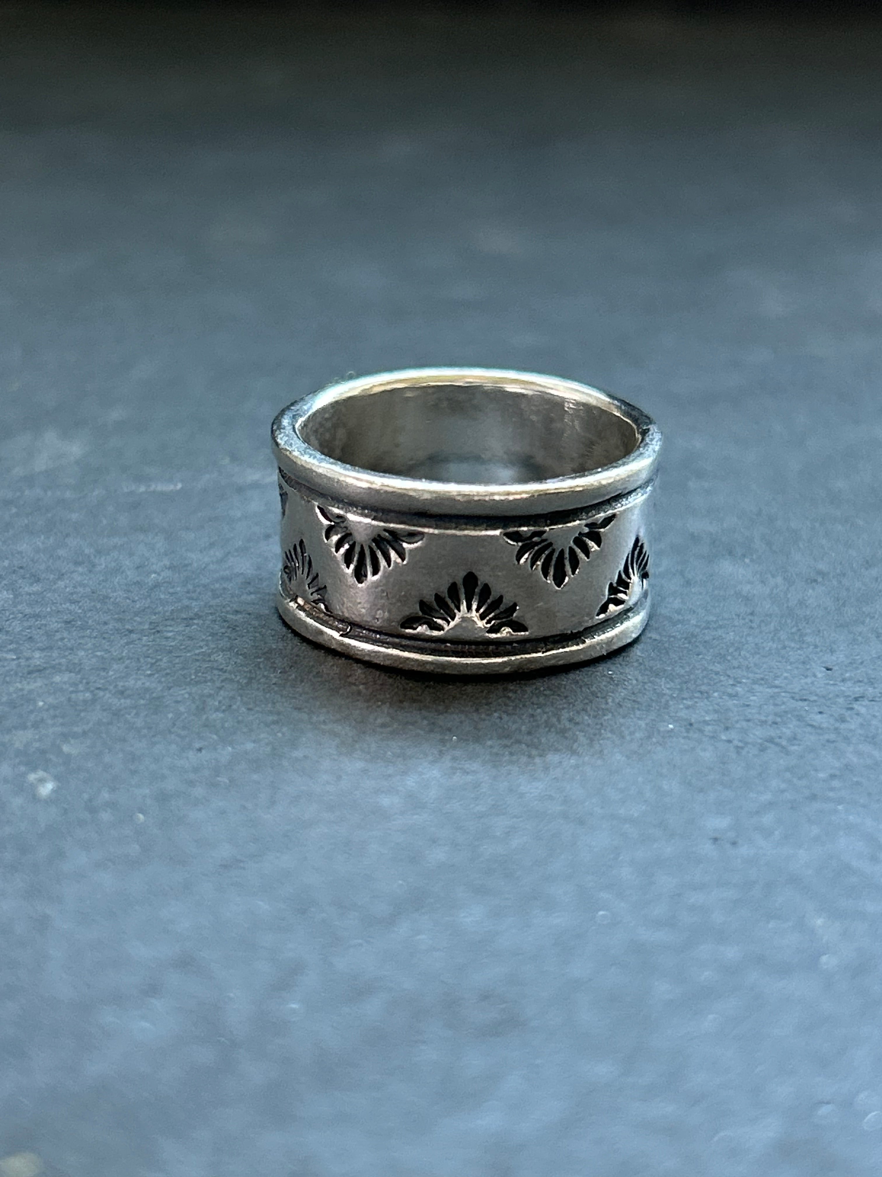 Wide Band Stamped Stacking Ring Size 9 Style #16
