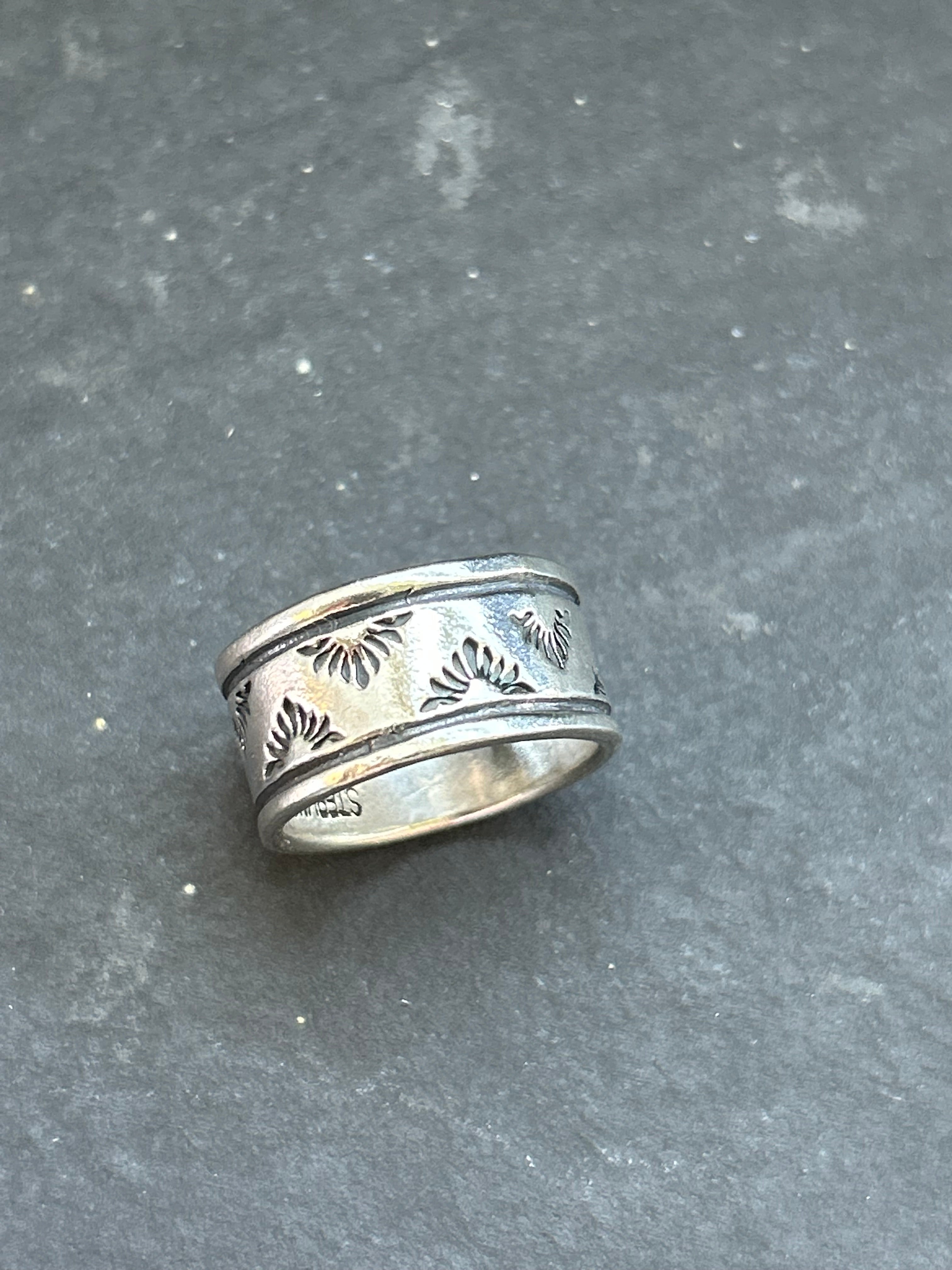 Wide Band Stamped Stacking Ring Size 9 Style #16