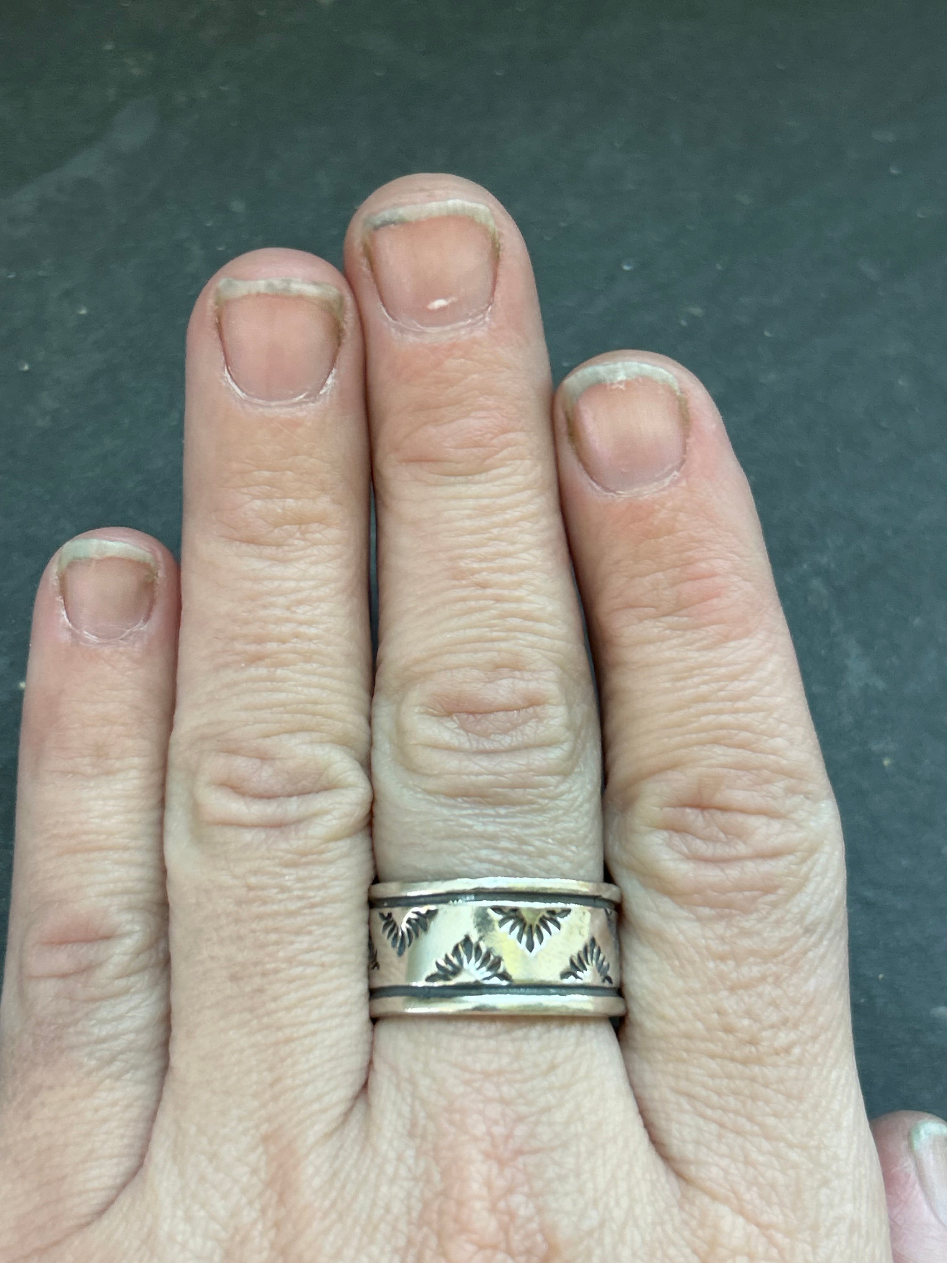 Wide Band Stamped Stacking Ring Size 9 Style #16