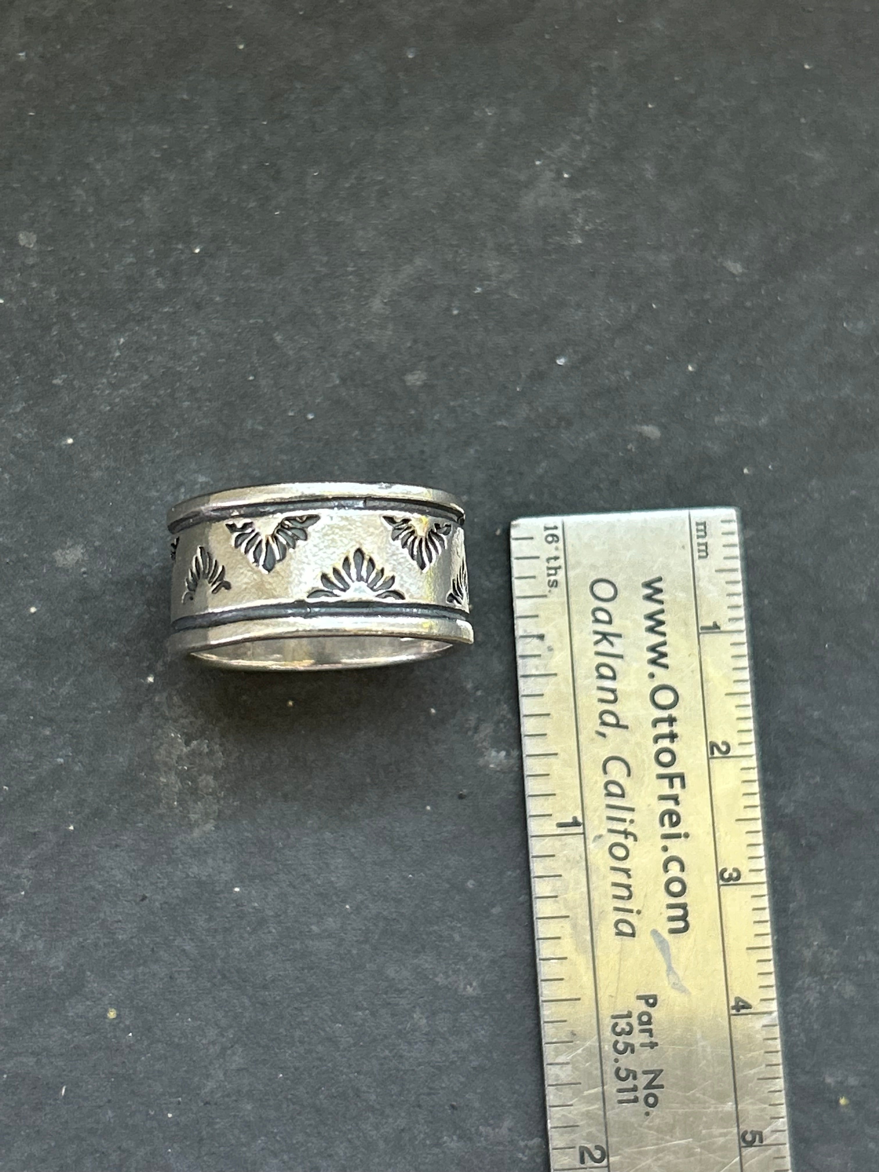 Wide Band Stamped Stacking Ring Size 9 Style #16