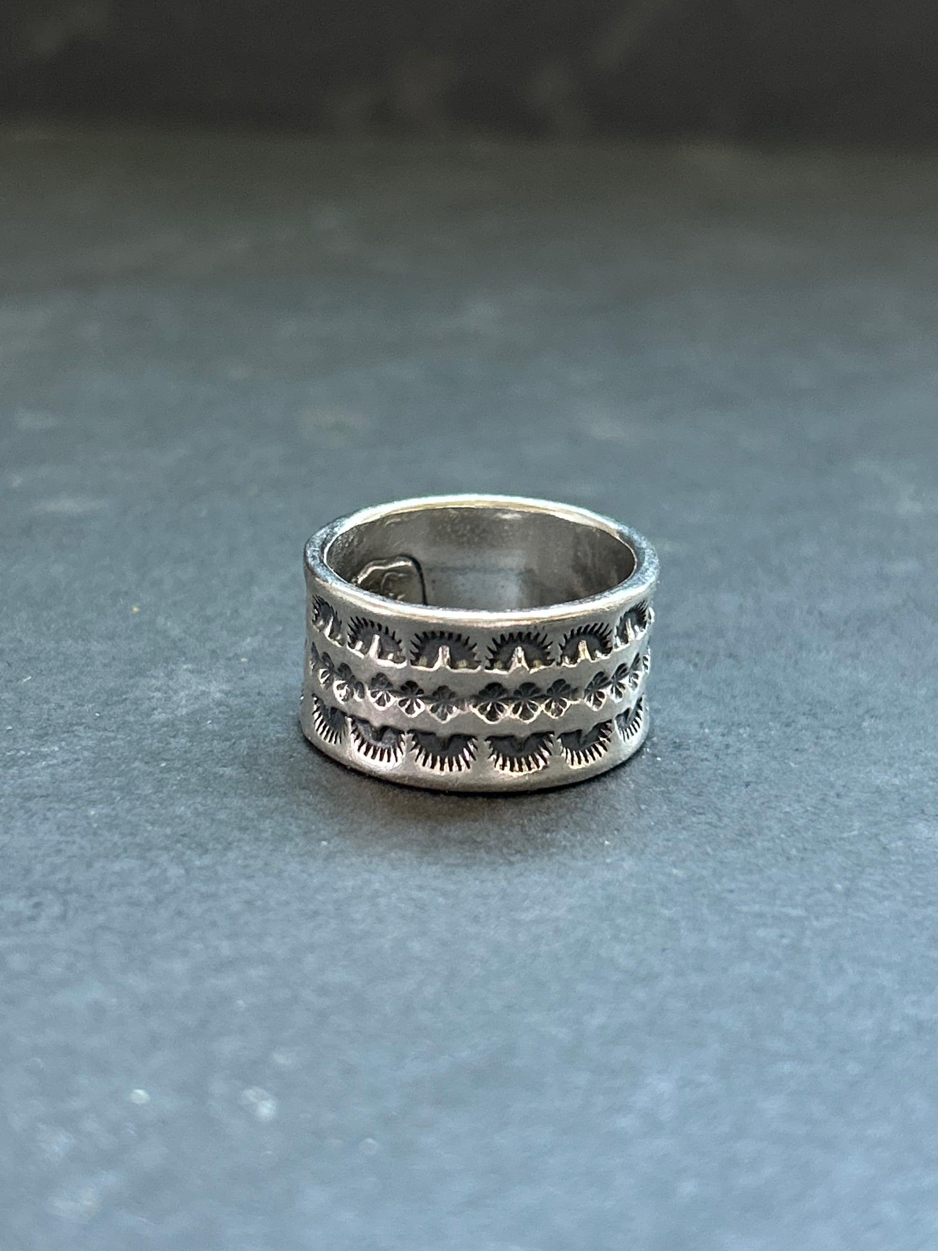 Wide Band Stamped Stacking Ring Size 9.5 Style #17