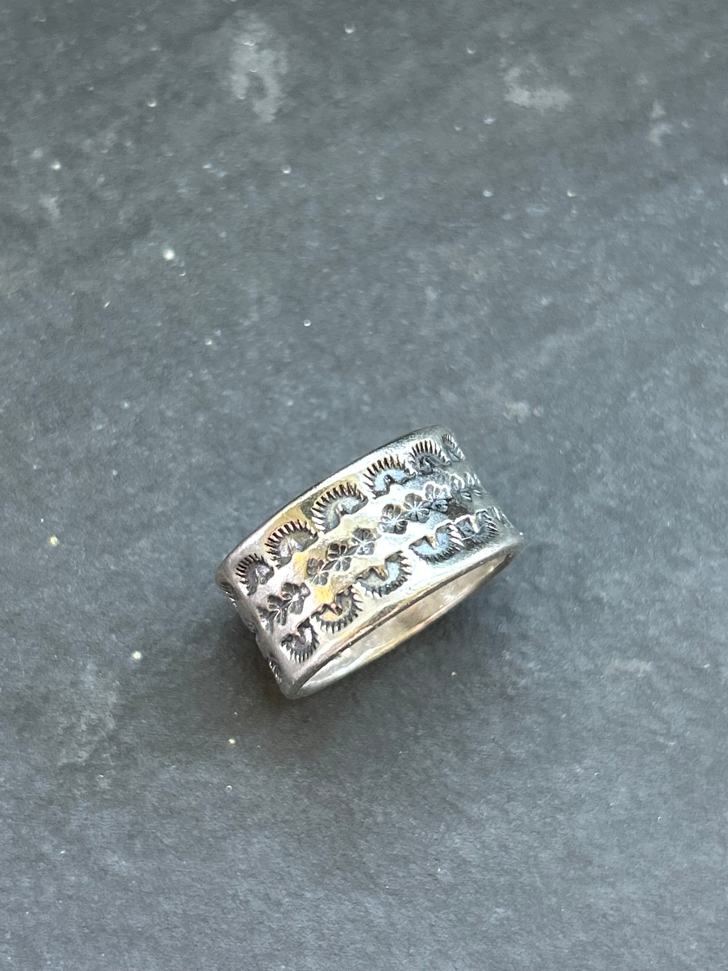 Wide Band Stamped Stacking Ring Size 9.5 Style #17