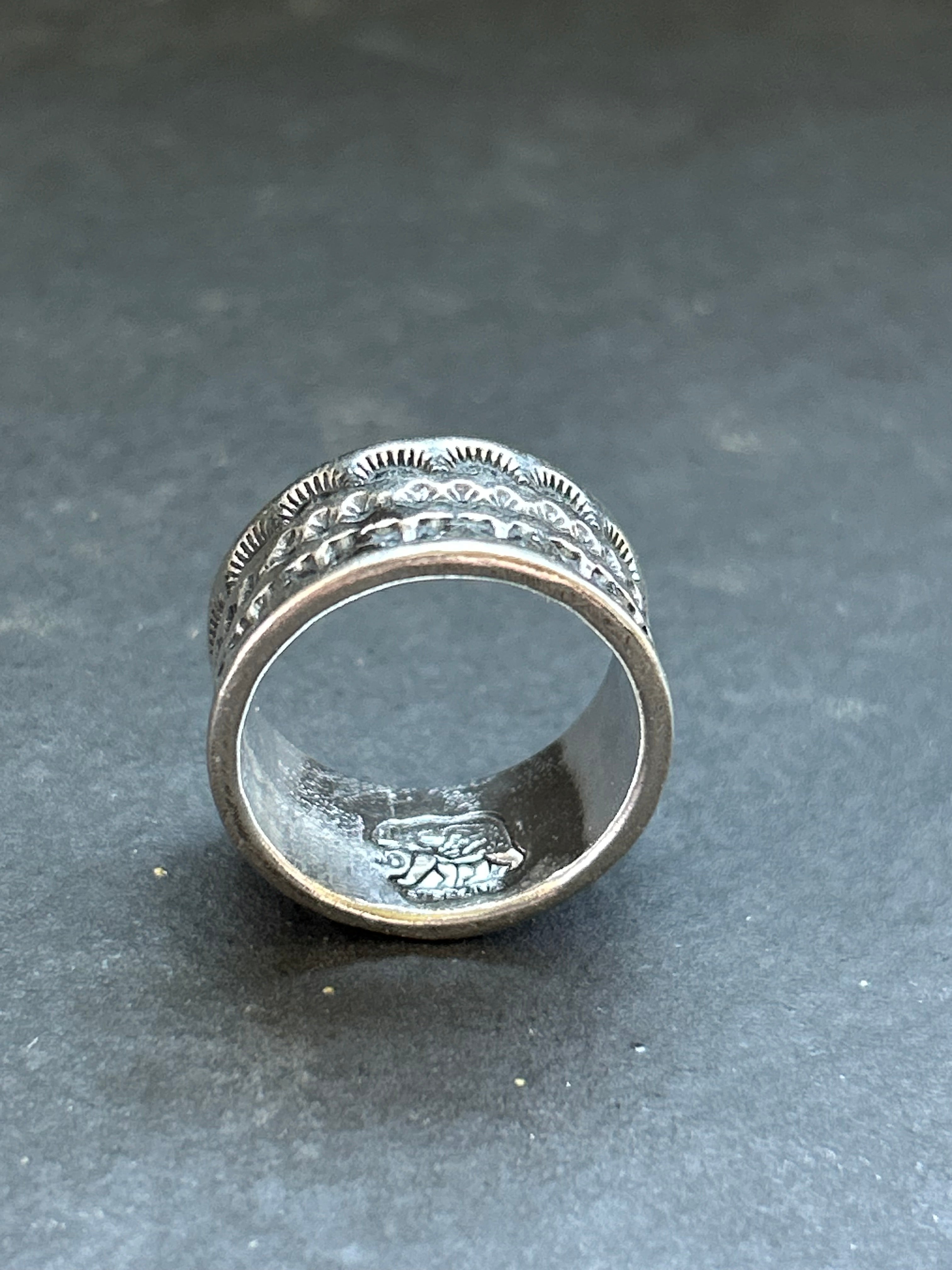 Wide Band Stamped Stacking Ring Size 9.5 Style #17