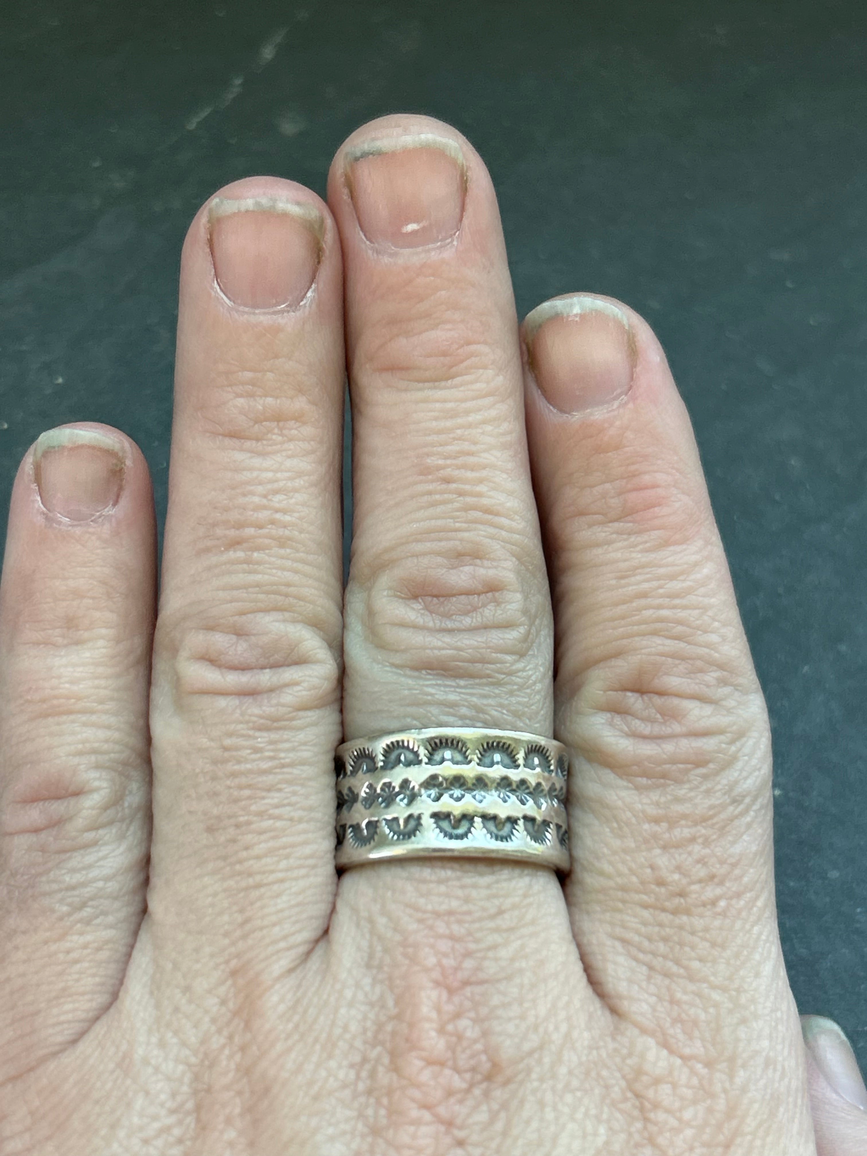 Wide Band Stamped Stacking Ring Size 9.5 Style #17