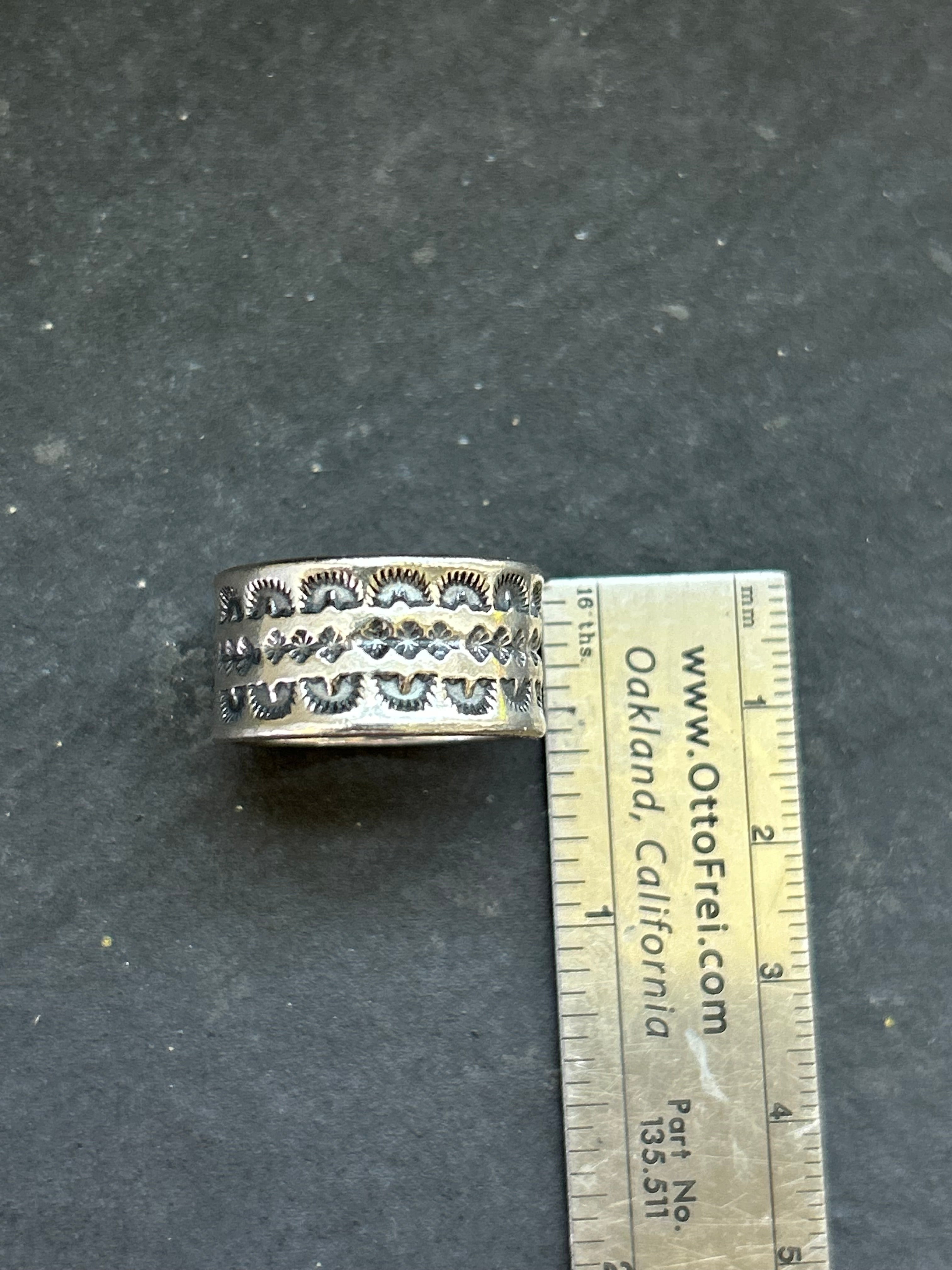 Wide Band Stamped Stacking Ring Size 9.5 Style #17