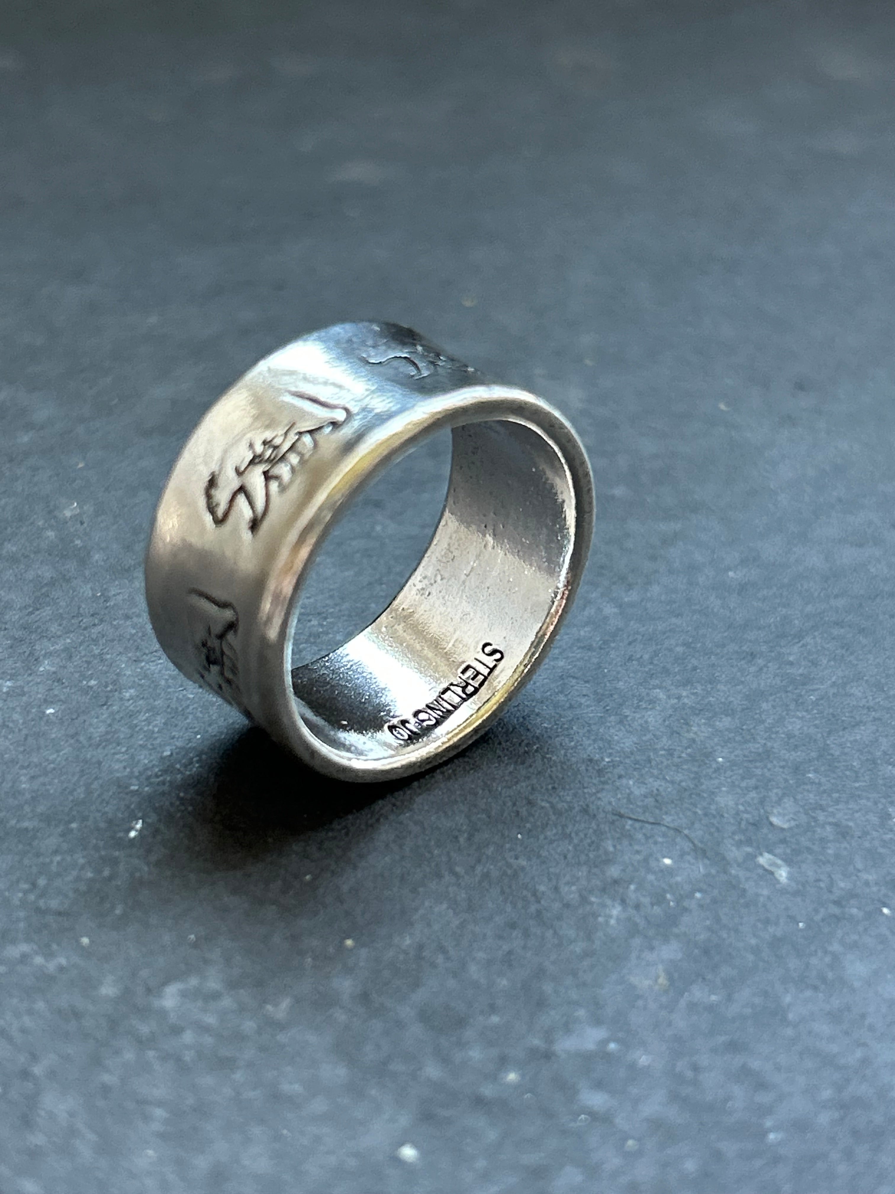 Sterling Silver Wide Band Stamped Stacking Ring Size 10 Style #19