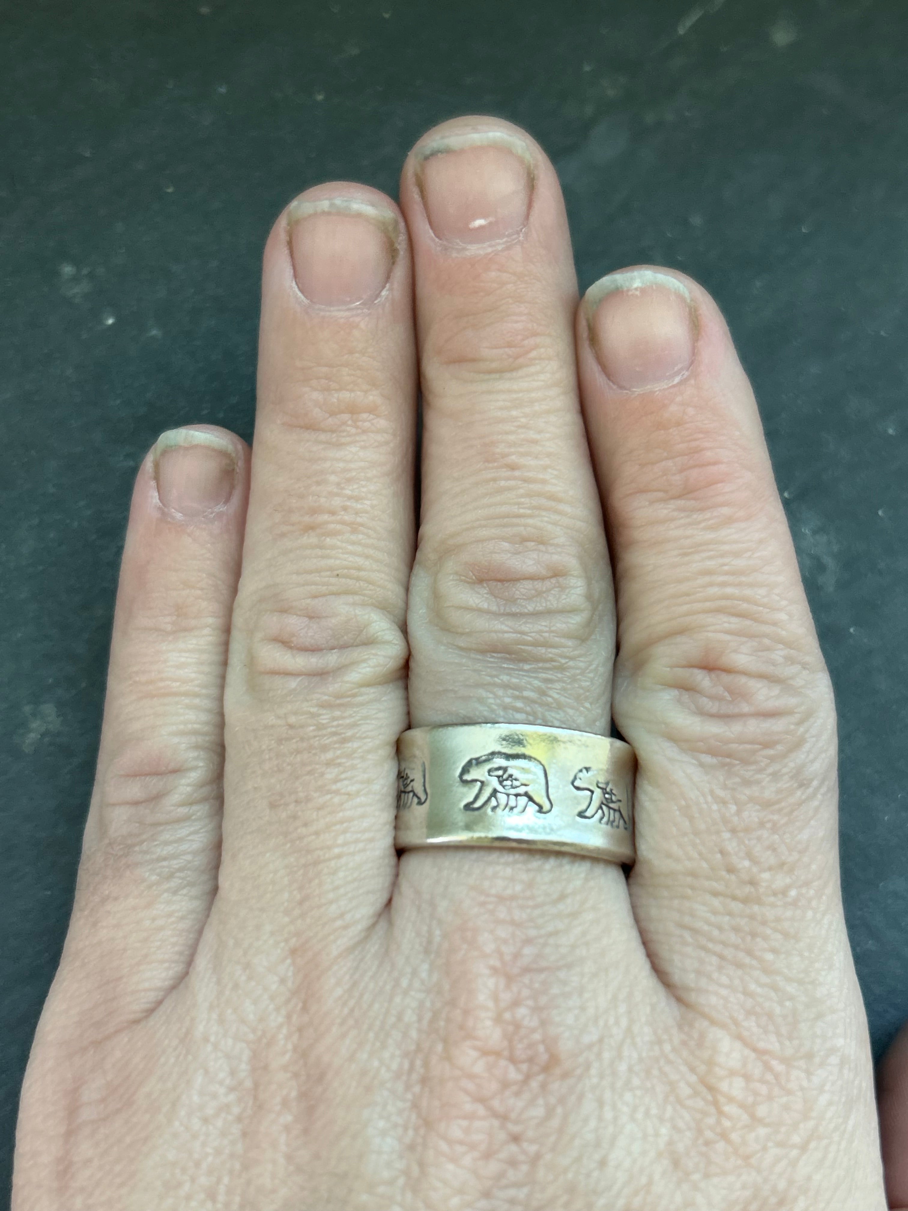 Sterling Silver Wide Band Stamped Stacking Ring Size 10 Style #19