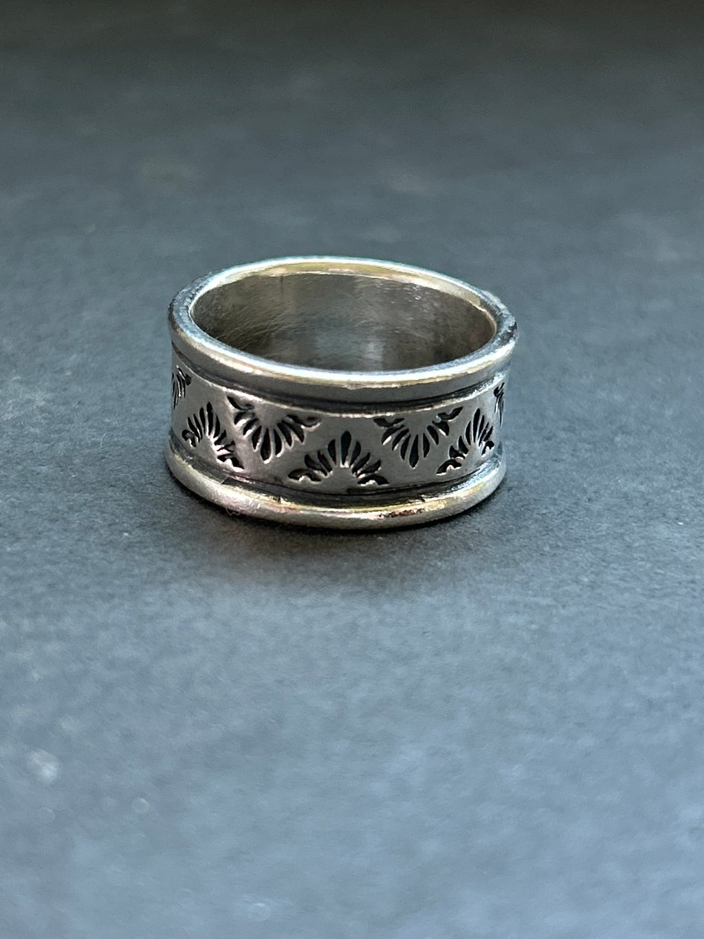 Sterling Silver Wide Band Stamped Stacking Ring Size 10.5 Style #20