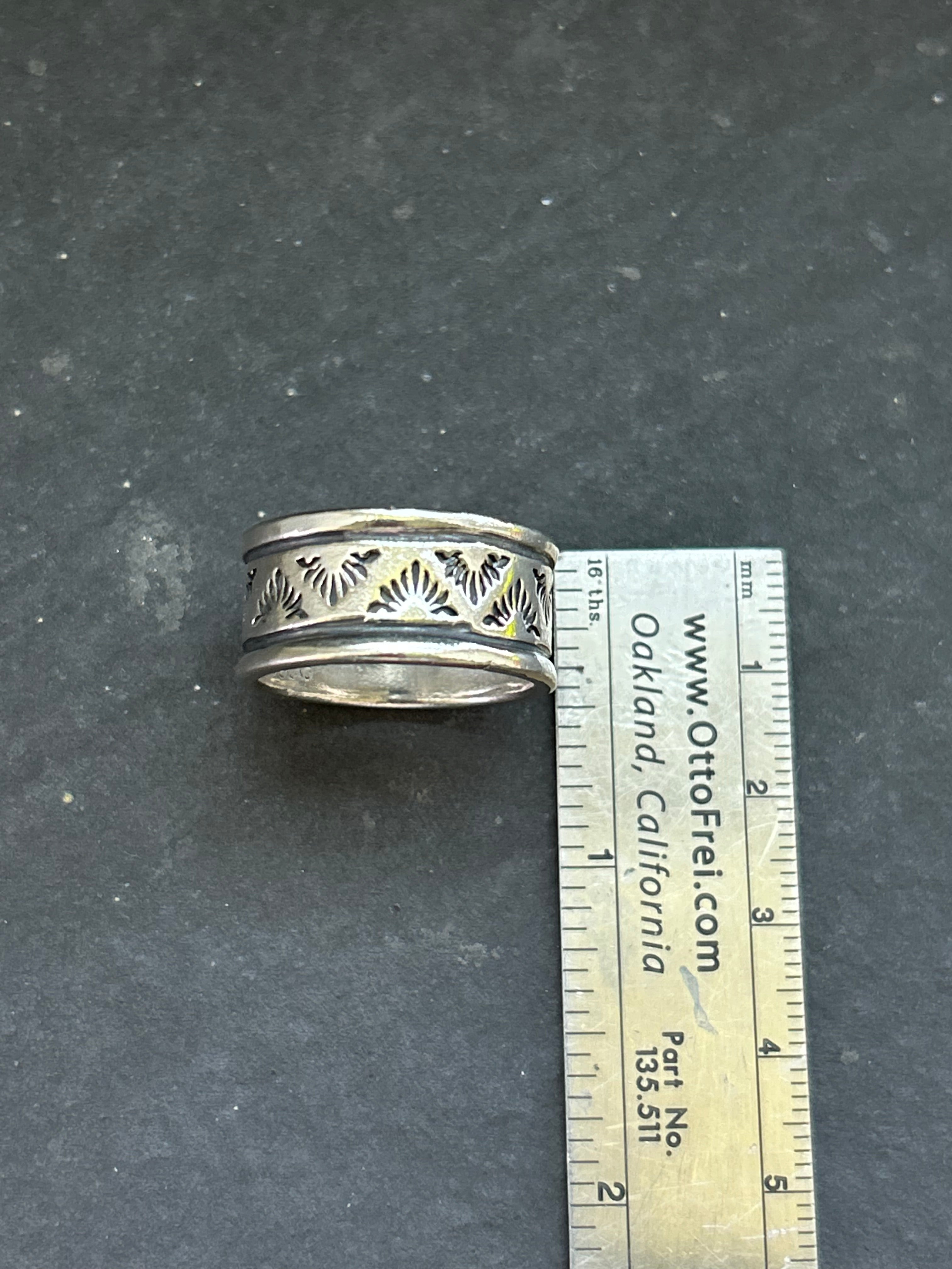 Sterling Silver Wide Band Stamped Stacking Ring Size 10.5 Style #20