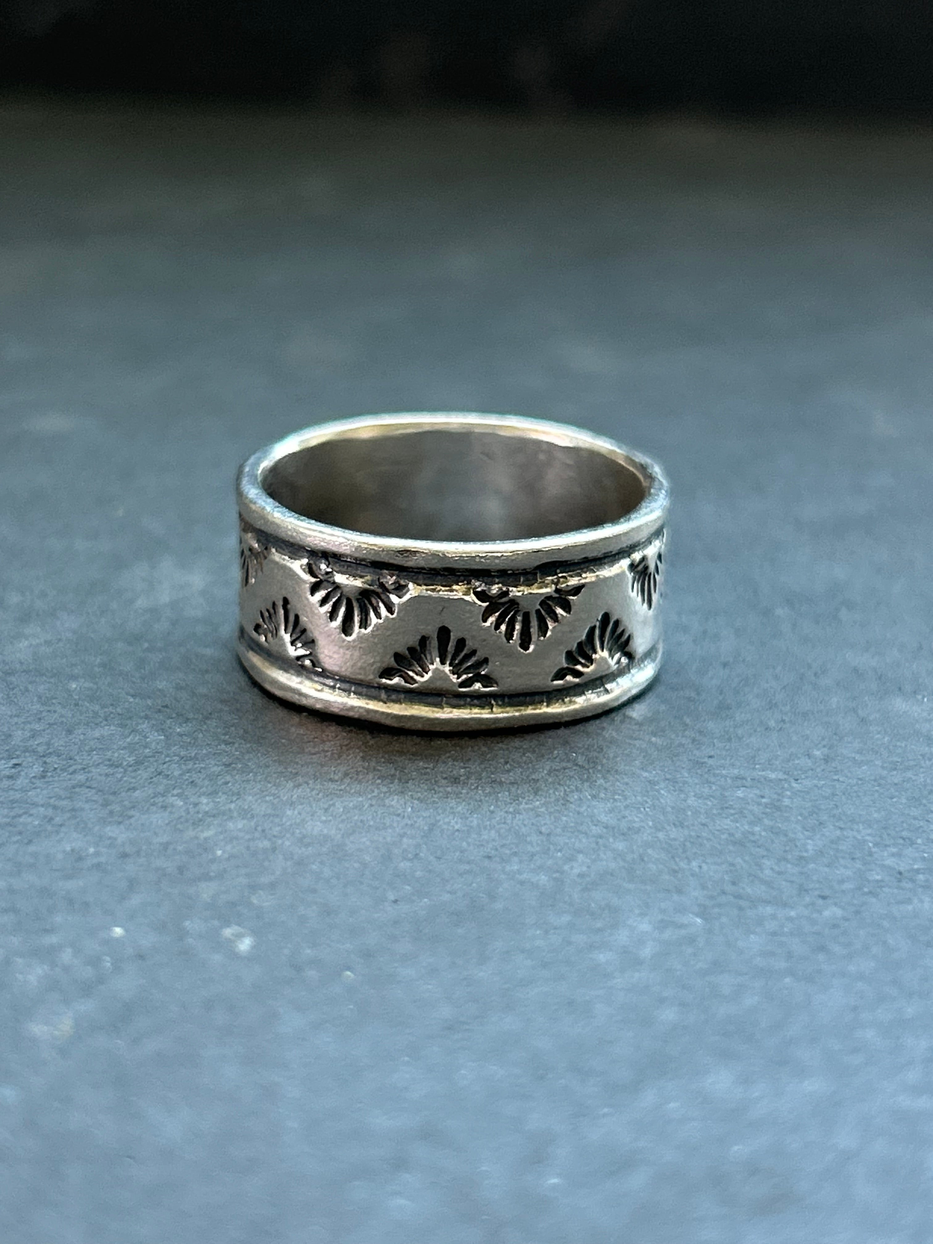 Wide Band Stamped Stacking Ring Size 14.5 Style #21
