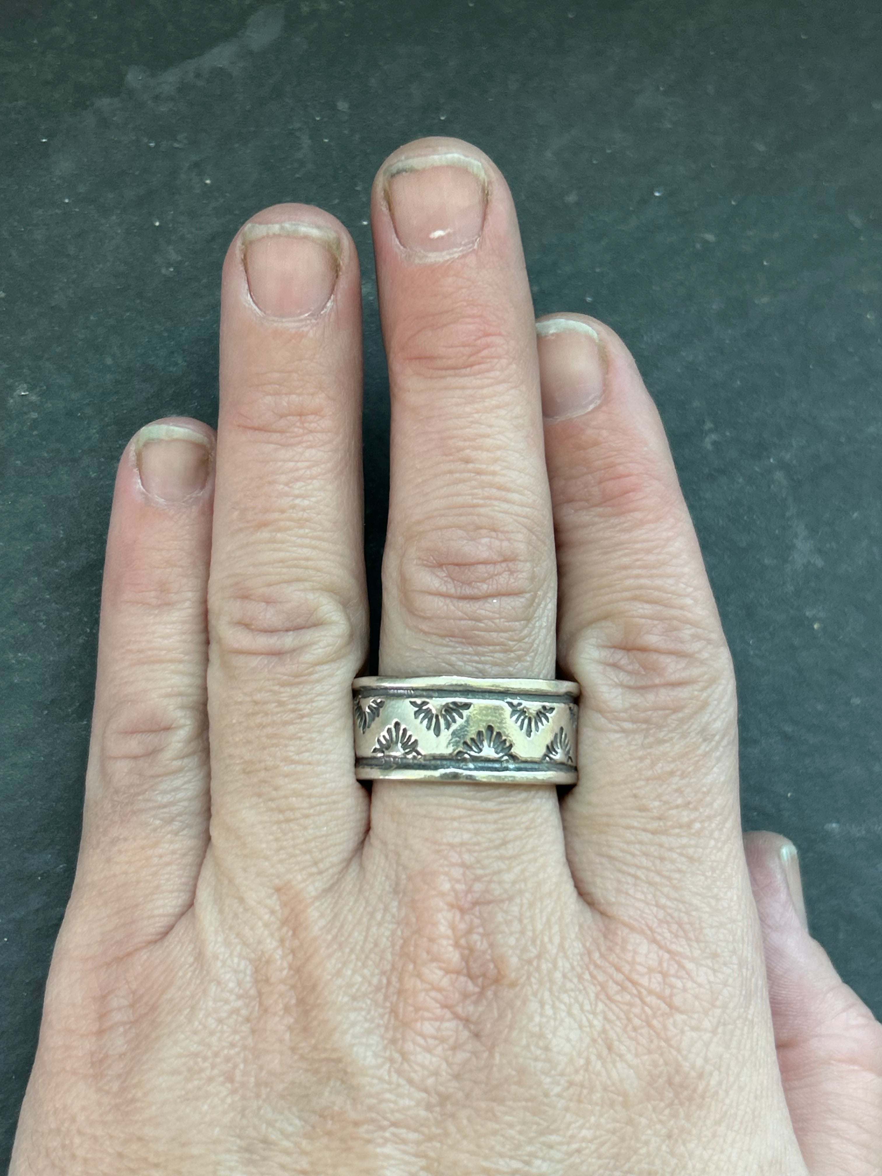 Wide Band Stamped Stacking Ring Size 14.5 Style #21