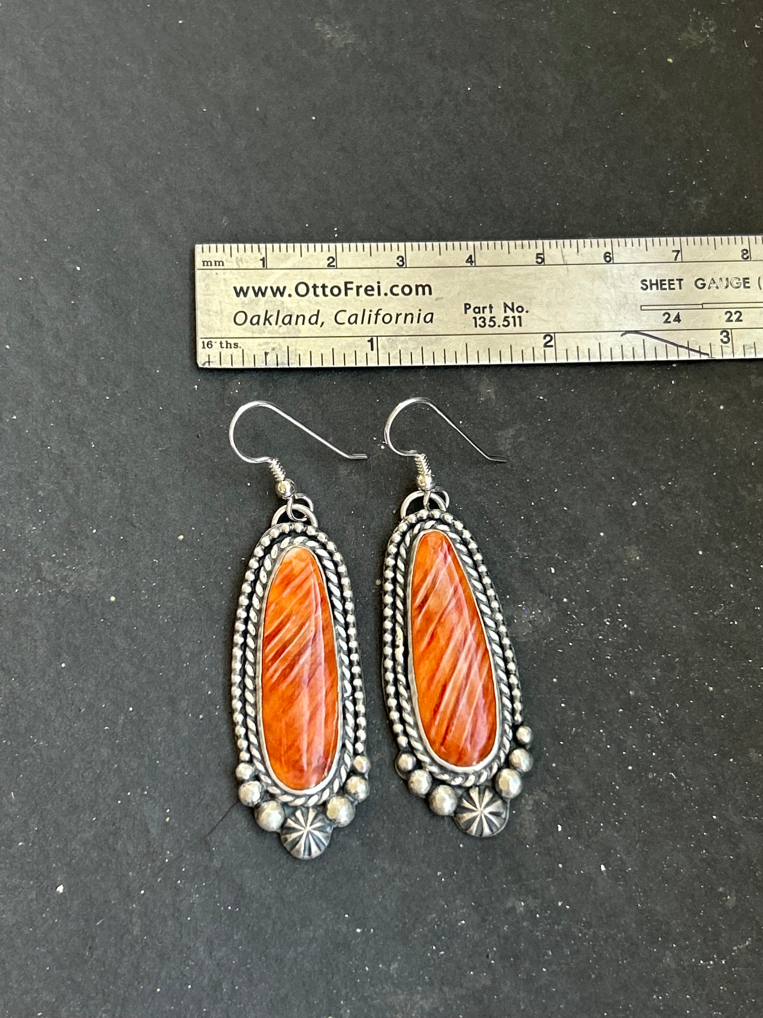 Spiny Oyster Dangle Earrings