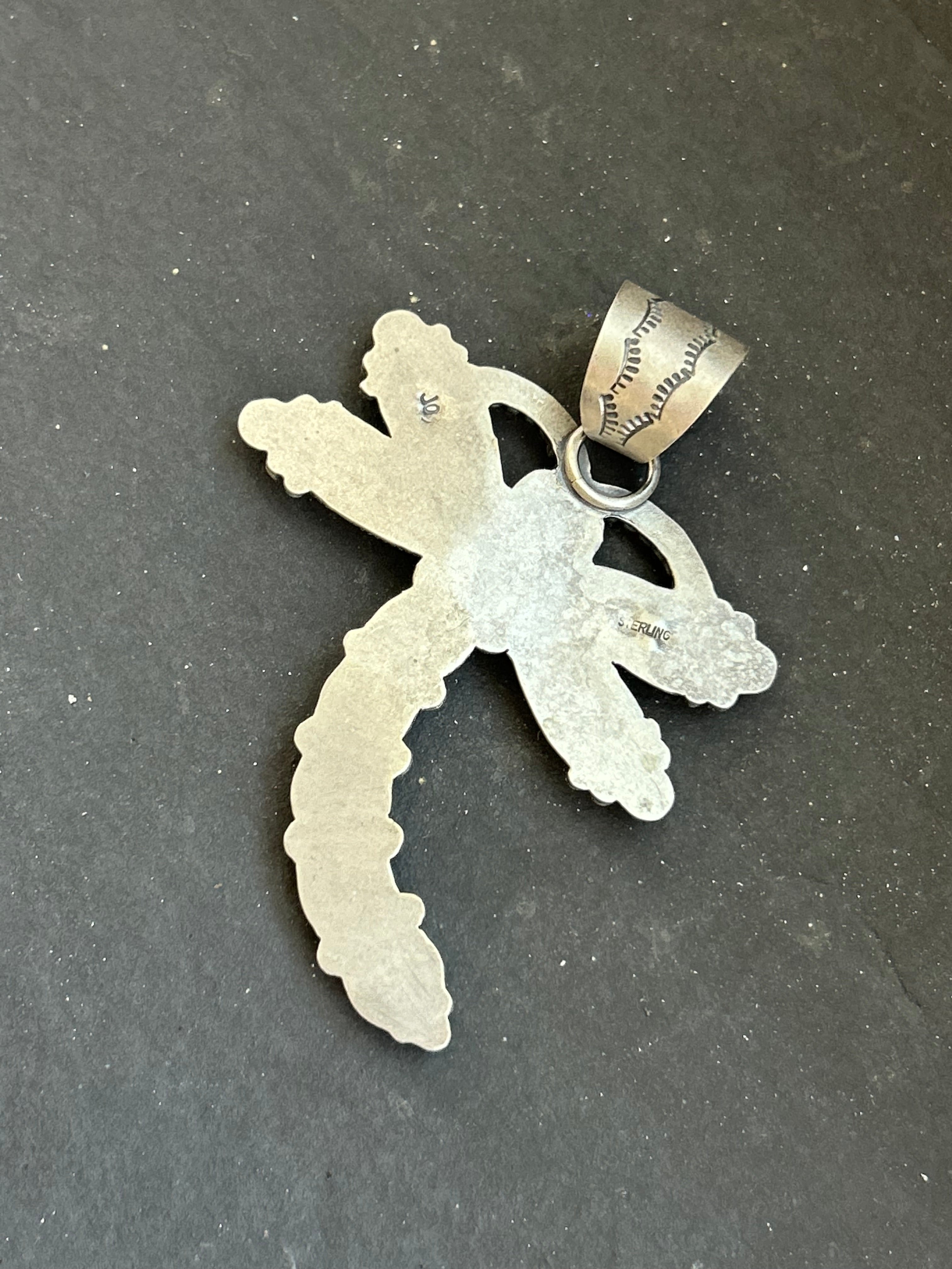 Orange Spiny Oyster Dragonfly Pendant