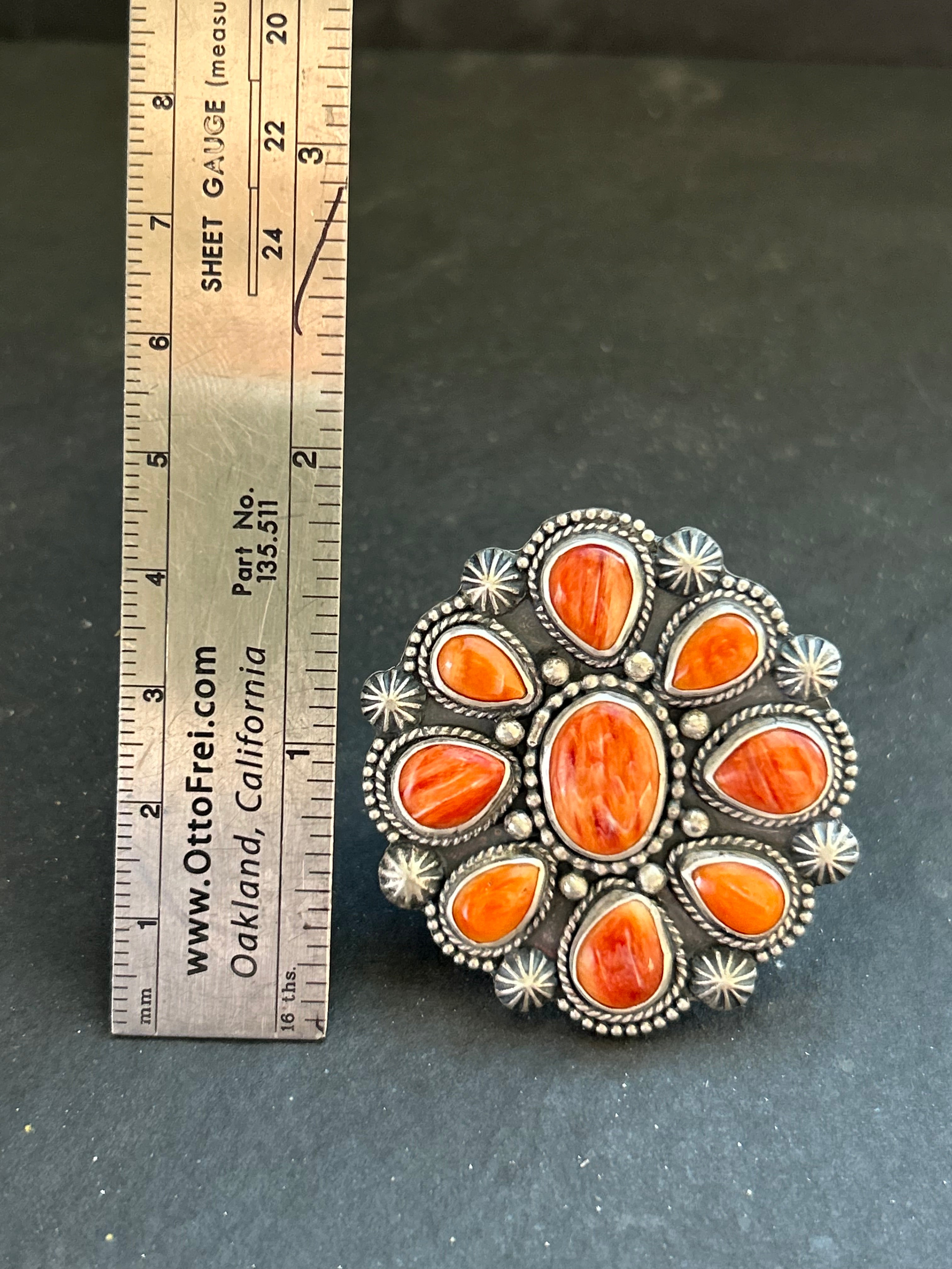 Orange Spiny Oyster Cluster Ring Style #1