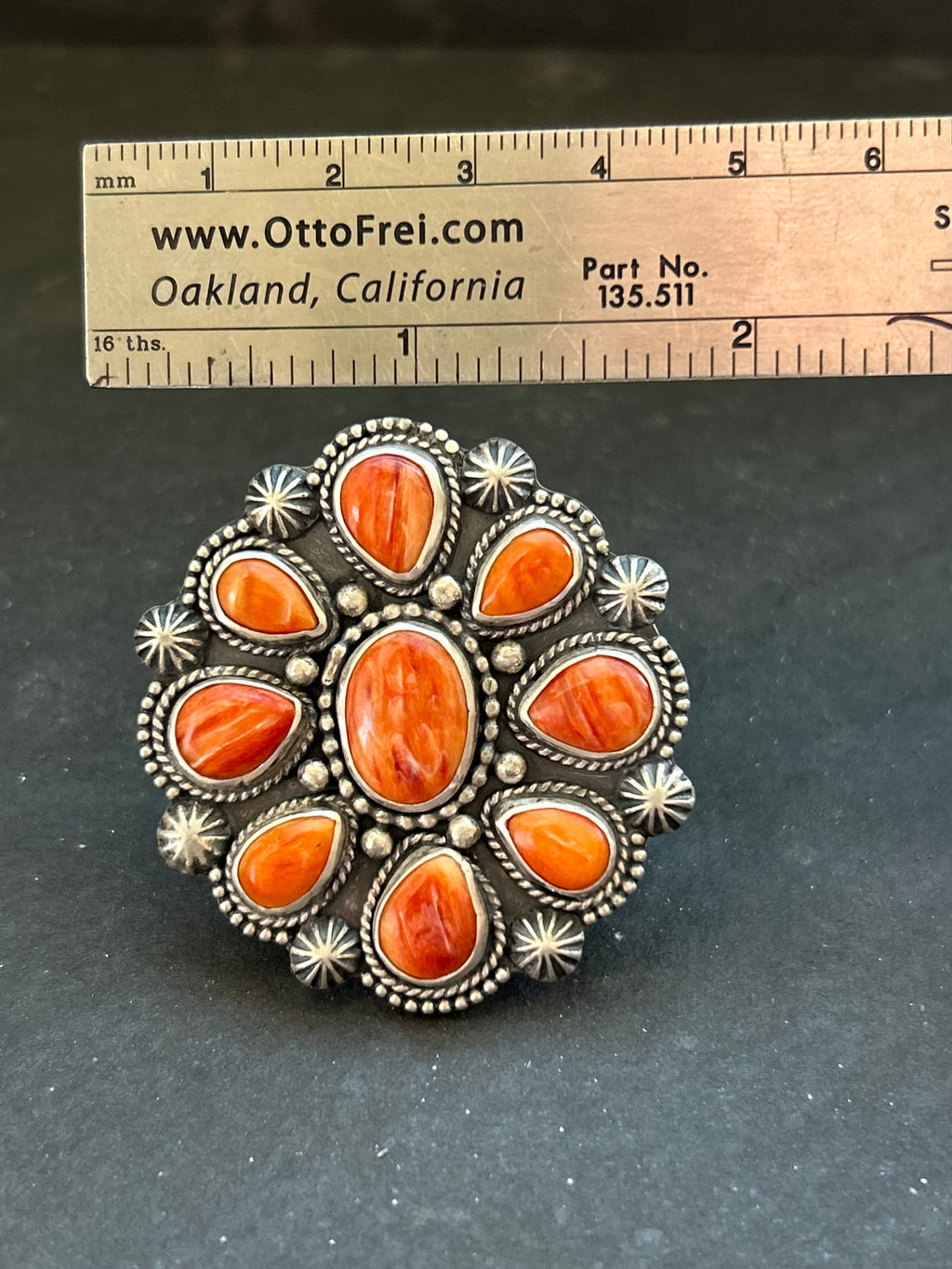 Orange Spiny Oyster Cluster Ring Style #1