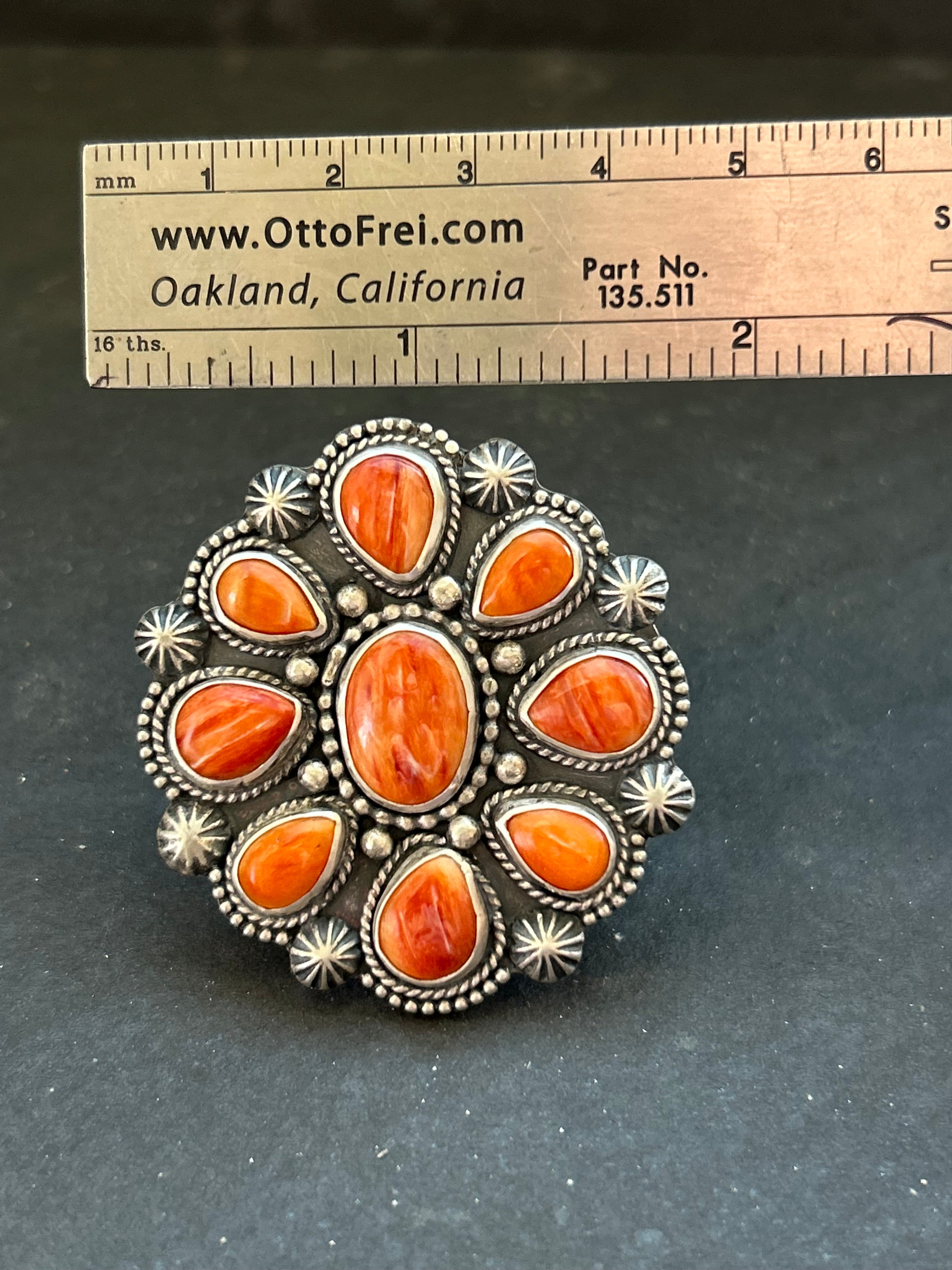 Orange Spiny Oyster Cluster Ring Style #1
