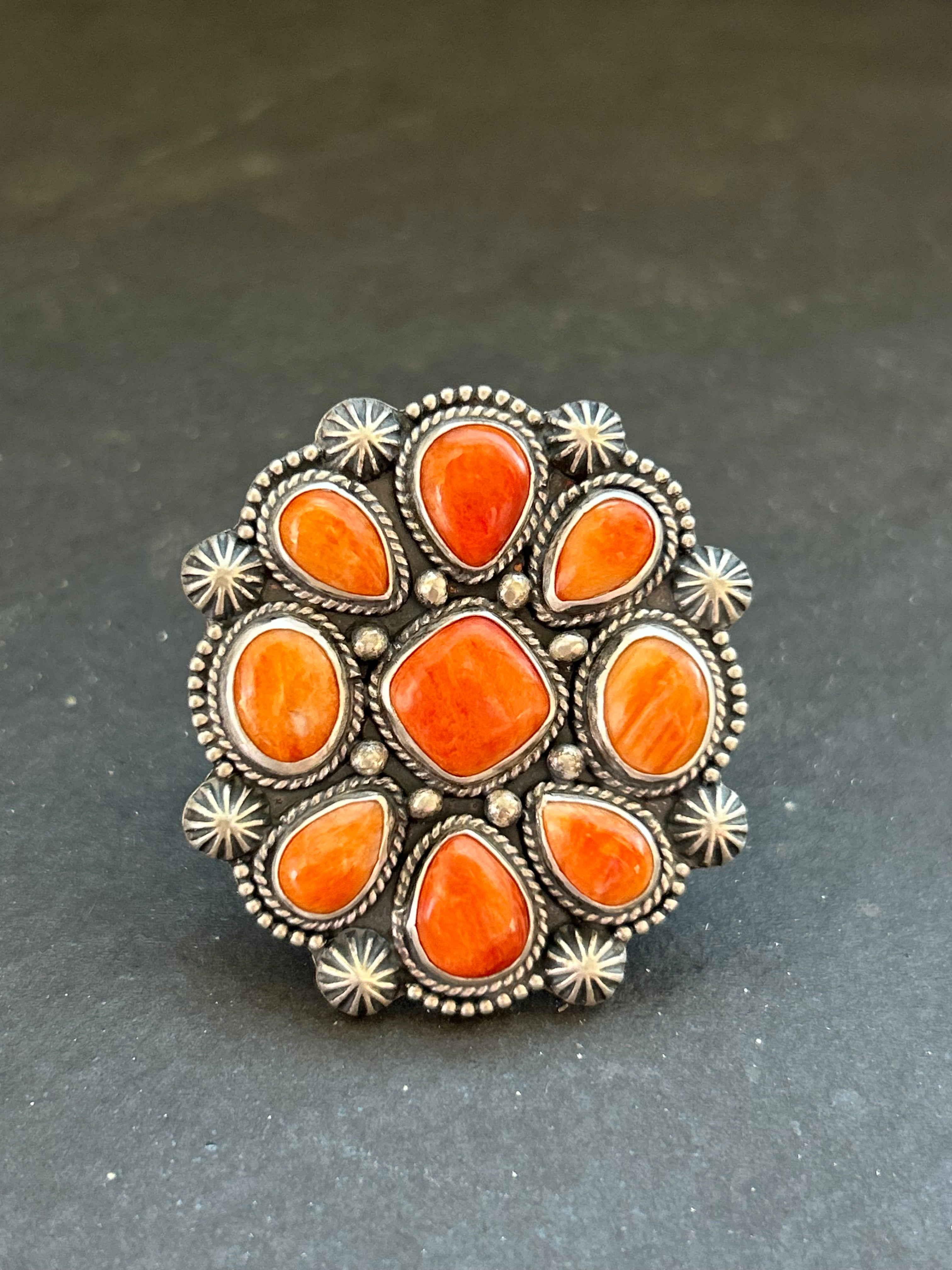 Orange Spiny Oyster Cluster Ring Style #2