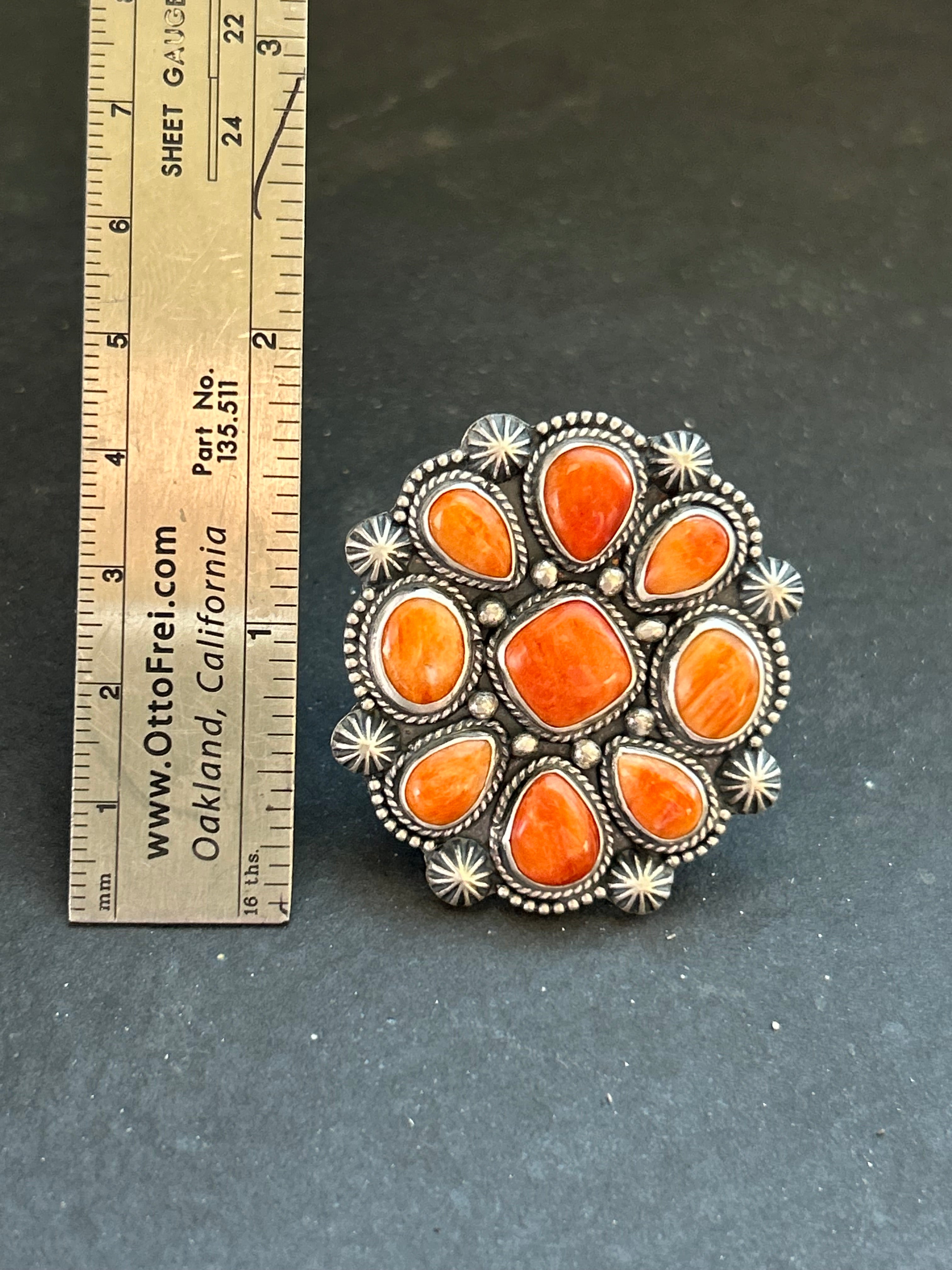 Orange Spiny Oyster Cluster Ring Style #2