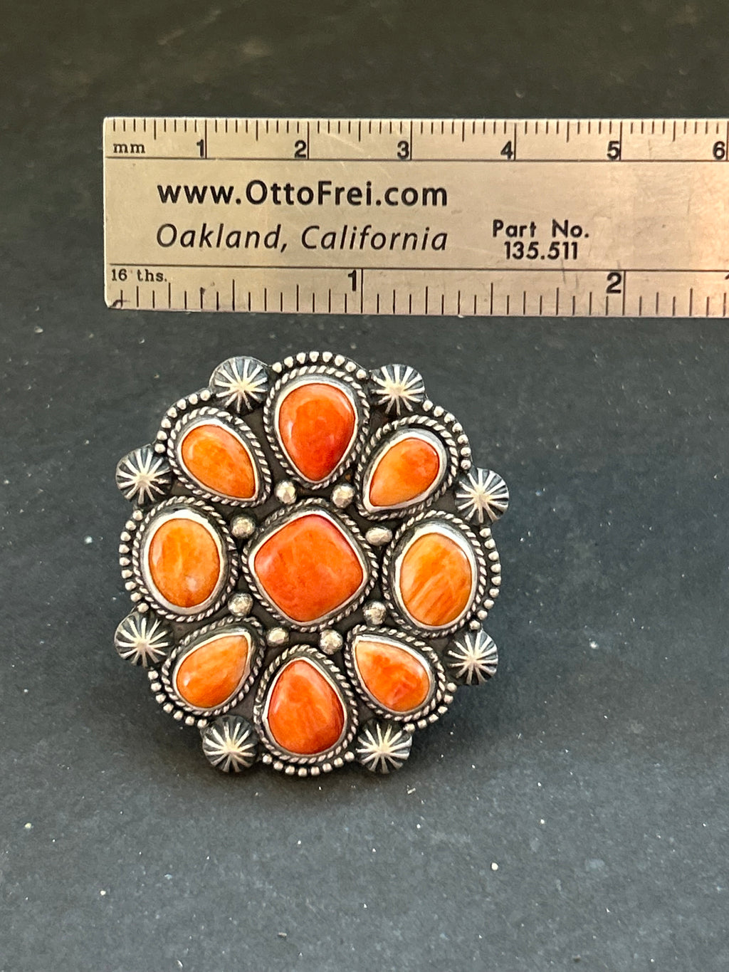 Orange Spiny Oyster Cluster Ring Style #2