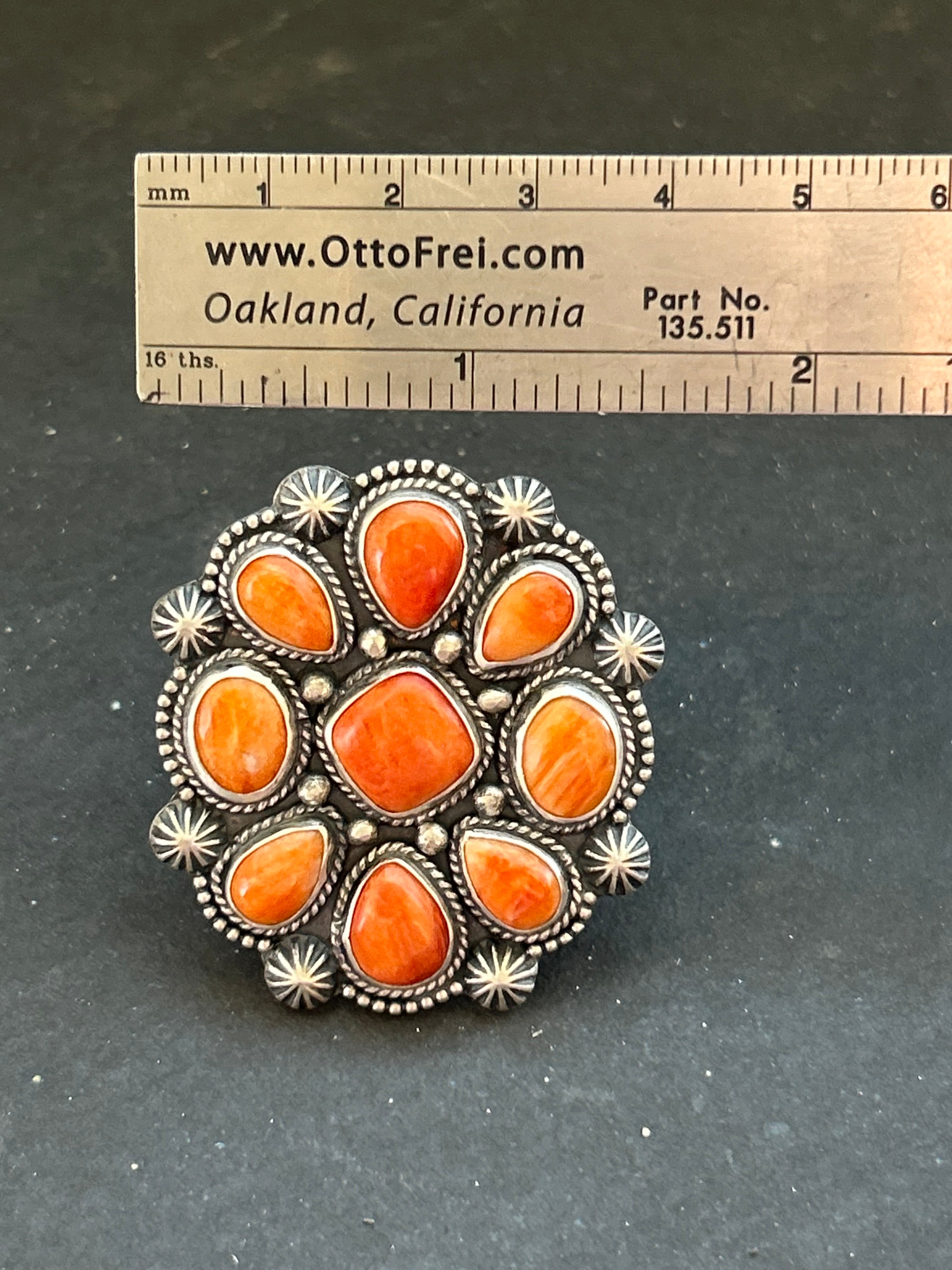 Orange Spiny Oyster Cluster Ring Style #2