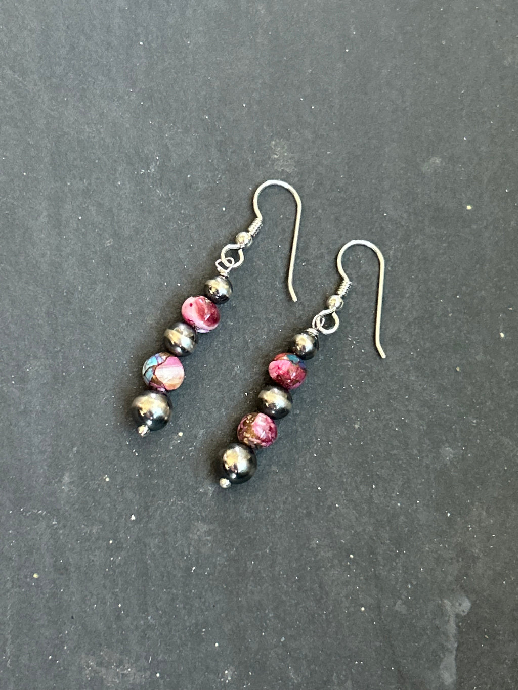 Sterling Silver Pink Dahlia Tapered Round Earrings Style #2