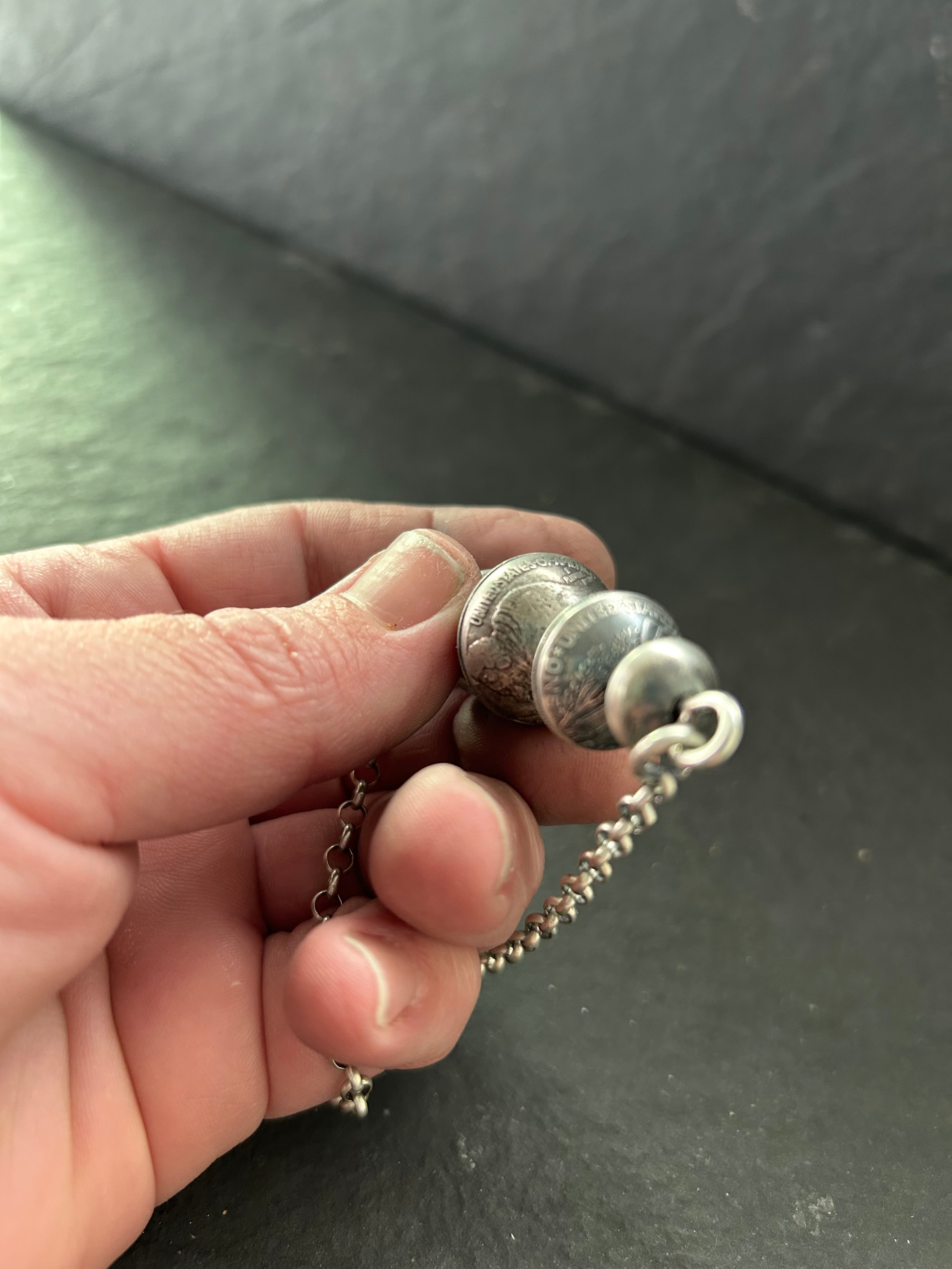 Sterling Silver + Vintage Coin 18" Ponca Bar Pendant Necklace