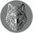 Black Wolf White Wolf Designs — round gray logo with a white and black geometric wolf head