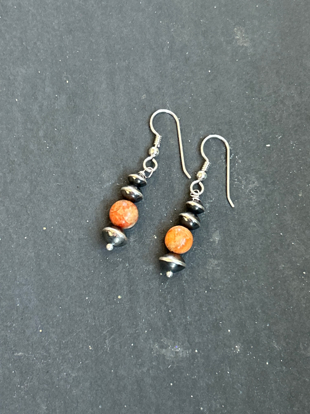 Bone Coral Tapered Saucer Dangle Earrings
