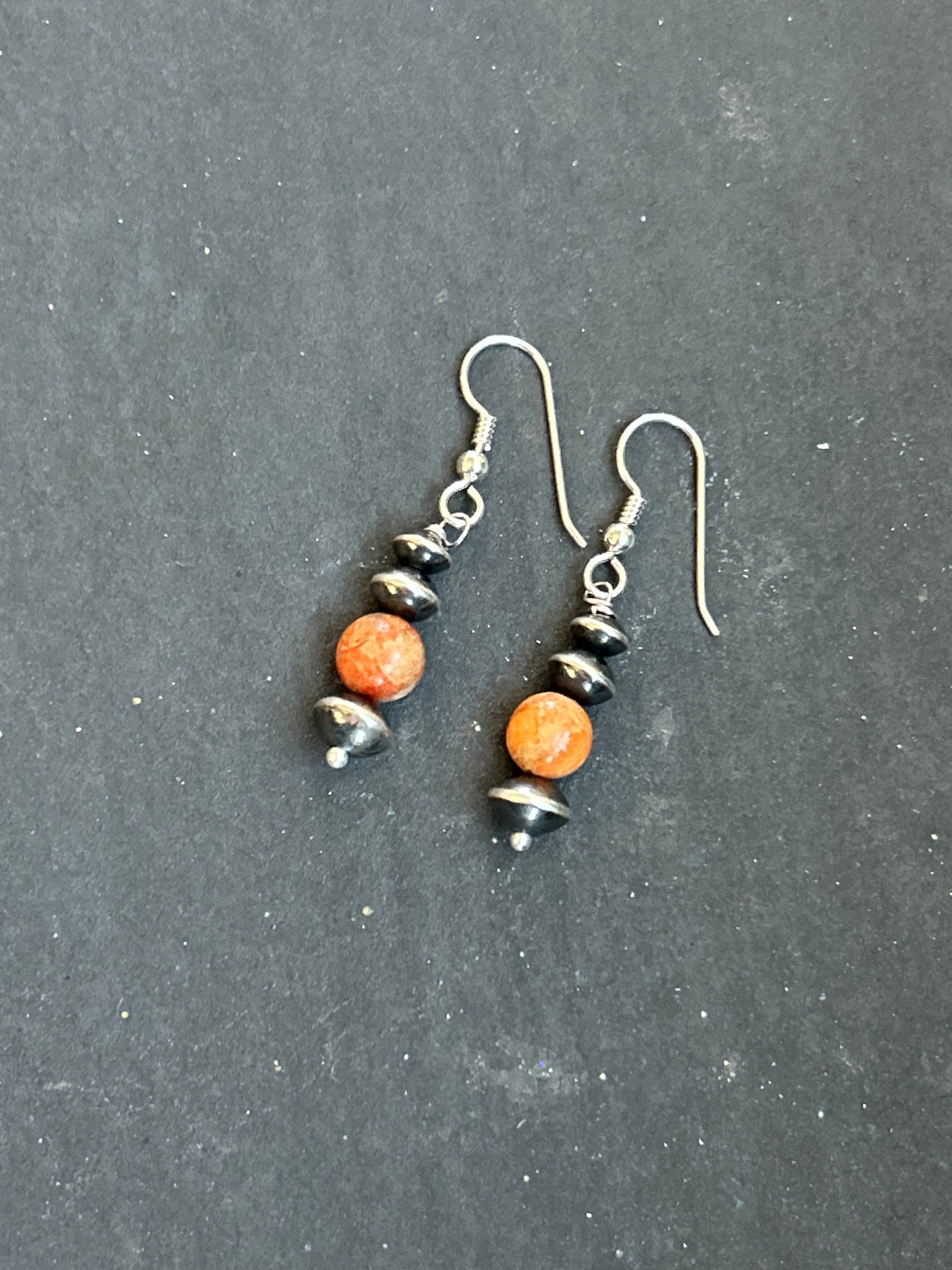 Bone Coral Tapered Saucer Dangle Earrings