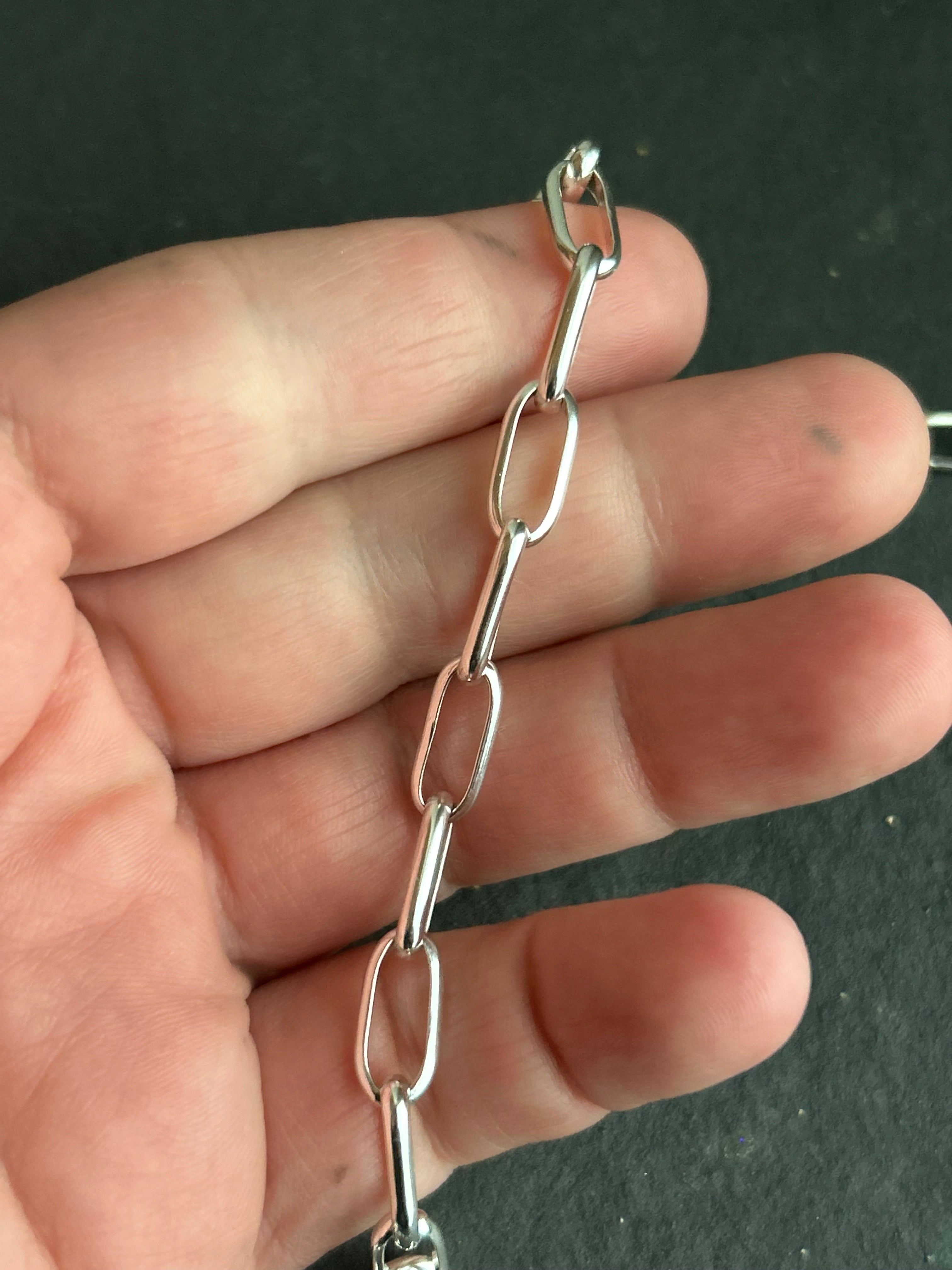 Sterling Silver Medium Link Dainty Paperclip Twilly Slider Converter Chain