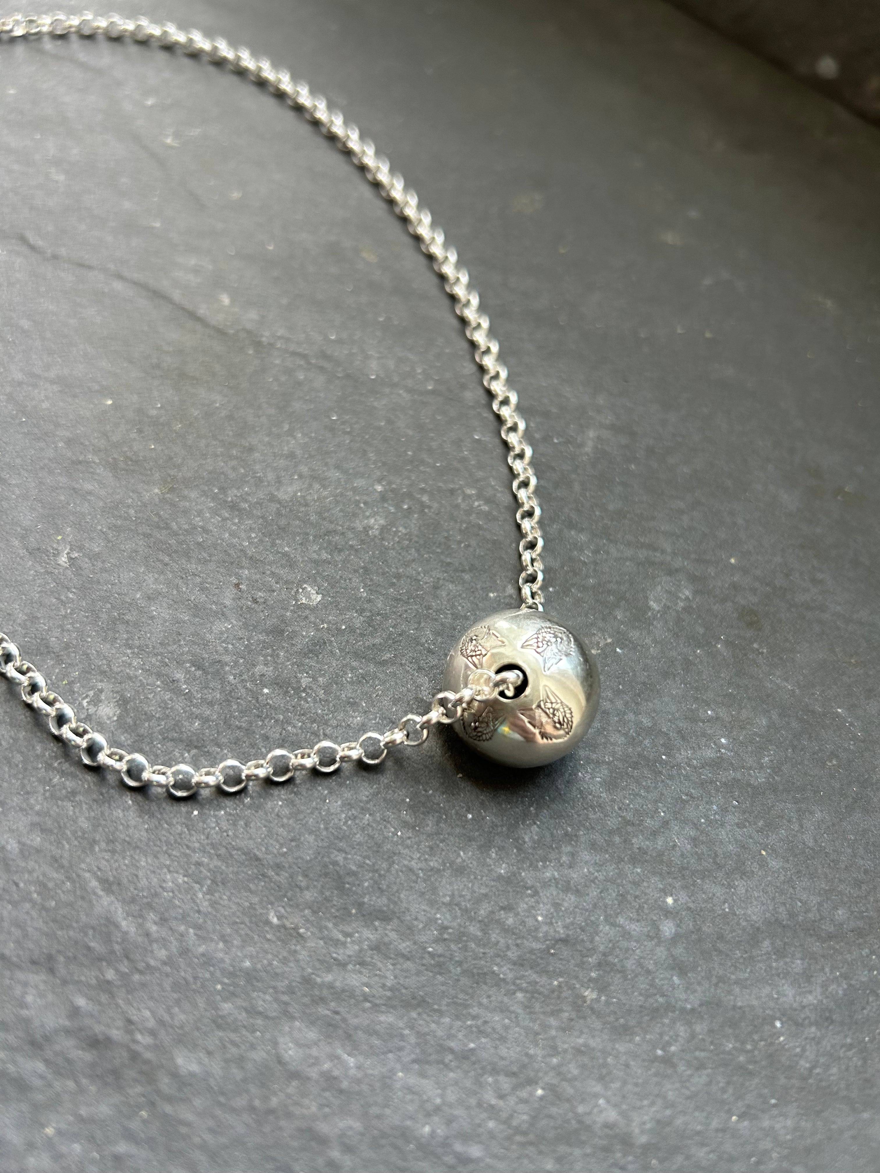 Sterling Silver Alpha Ball 18" Ponca Pearl Necklace