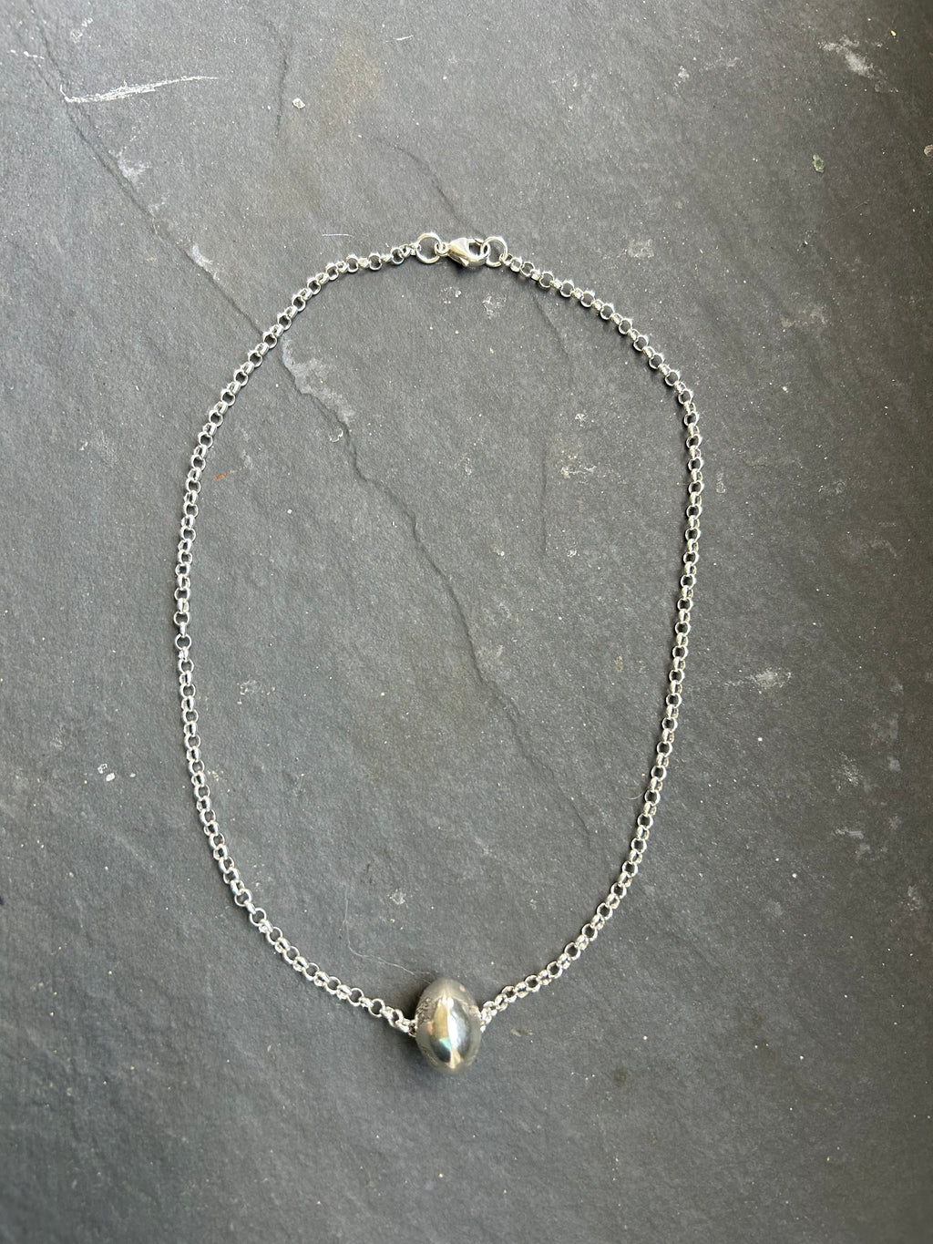 Sterling Silver Alpha Ball 18" Ponca Pearl Necklace