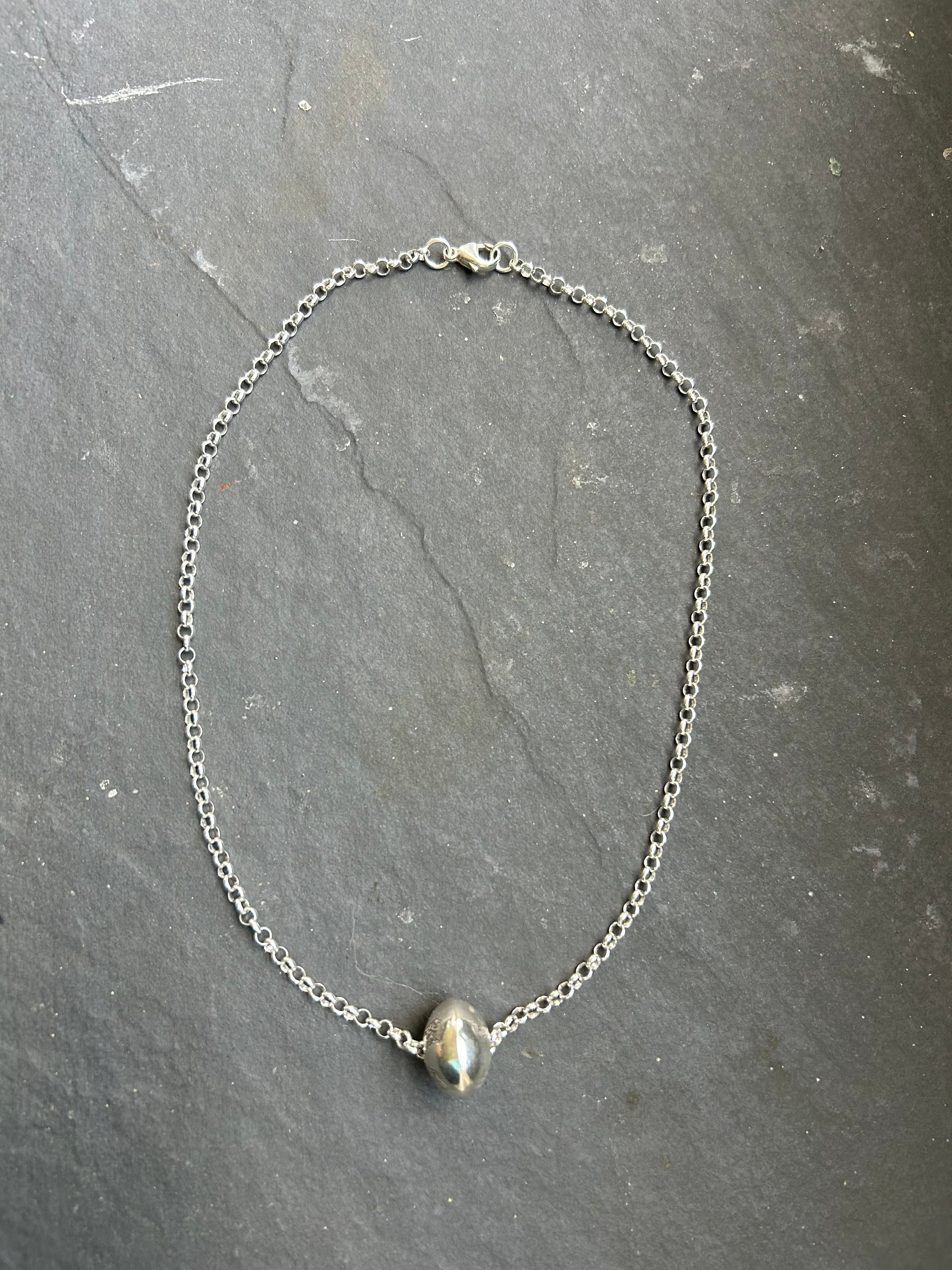 Sterling Silver Alpha Ball 18" Ponca Pearl Necklace