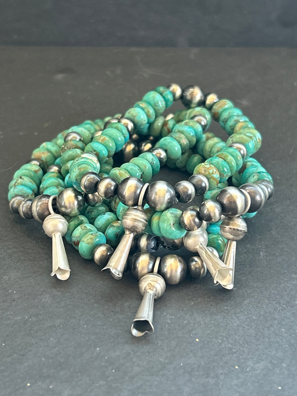 Kingman Turquoise Mini Blossom Stretchy Stacker Bracelet