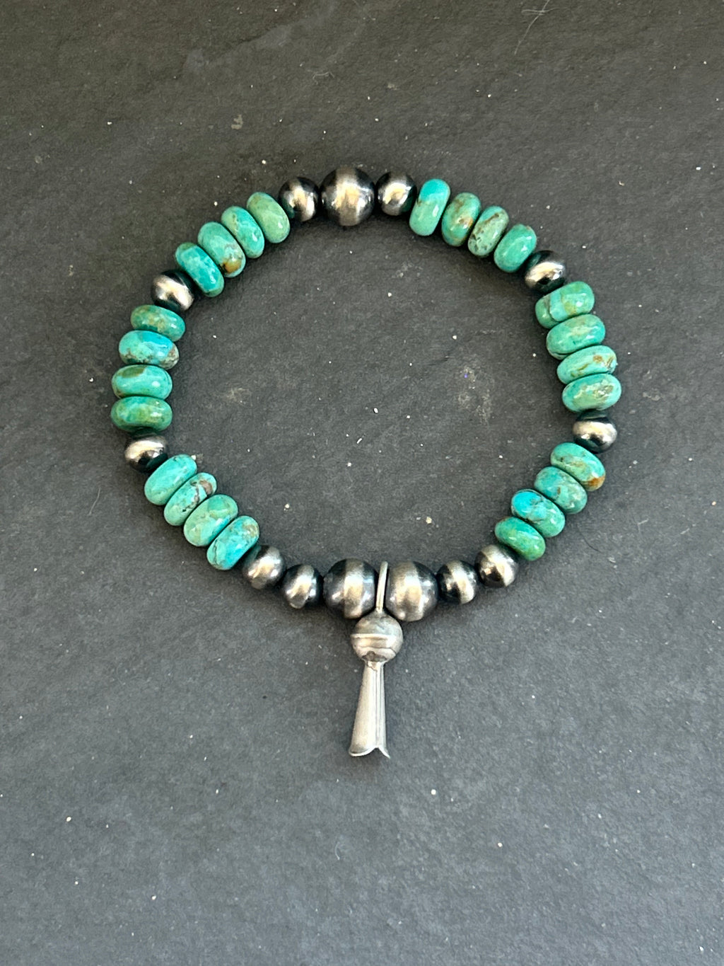 Kingman Turquoise Mini Blossom Stretchy Stacker Bracelet