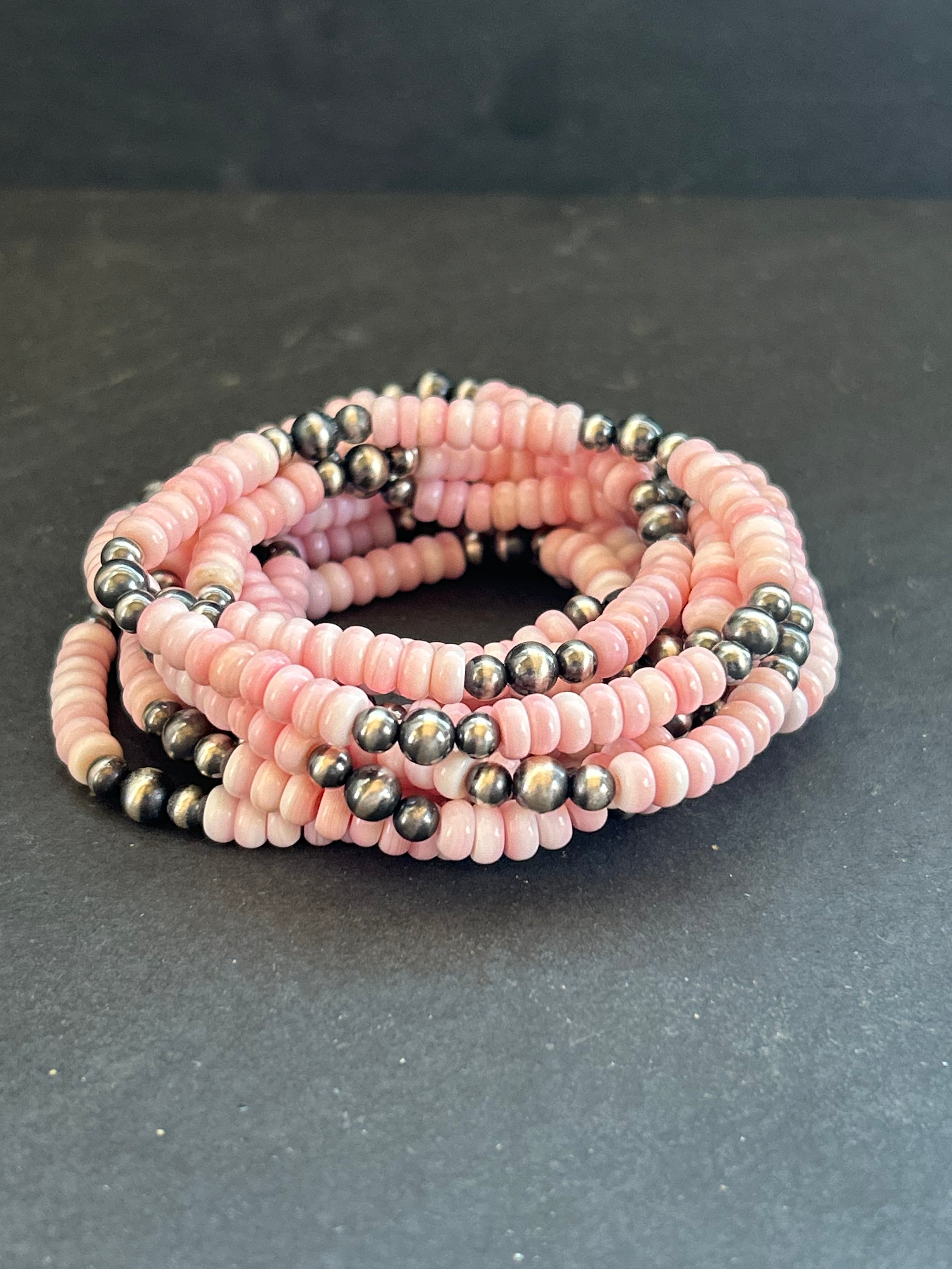 Pink Conch Stretchy Stacker Bracelet Style #2