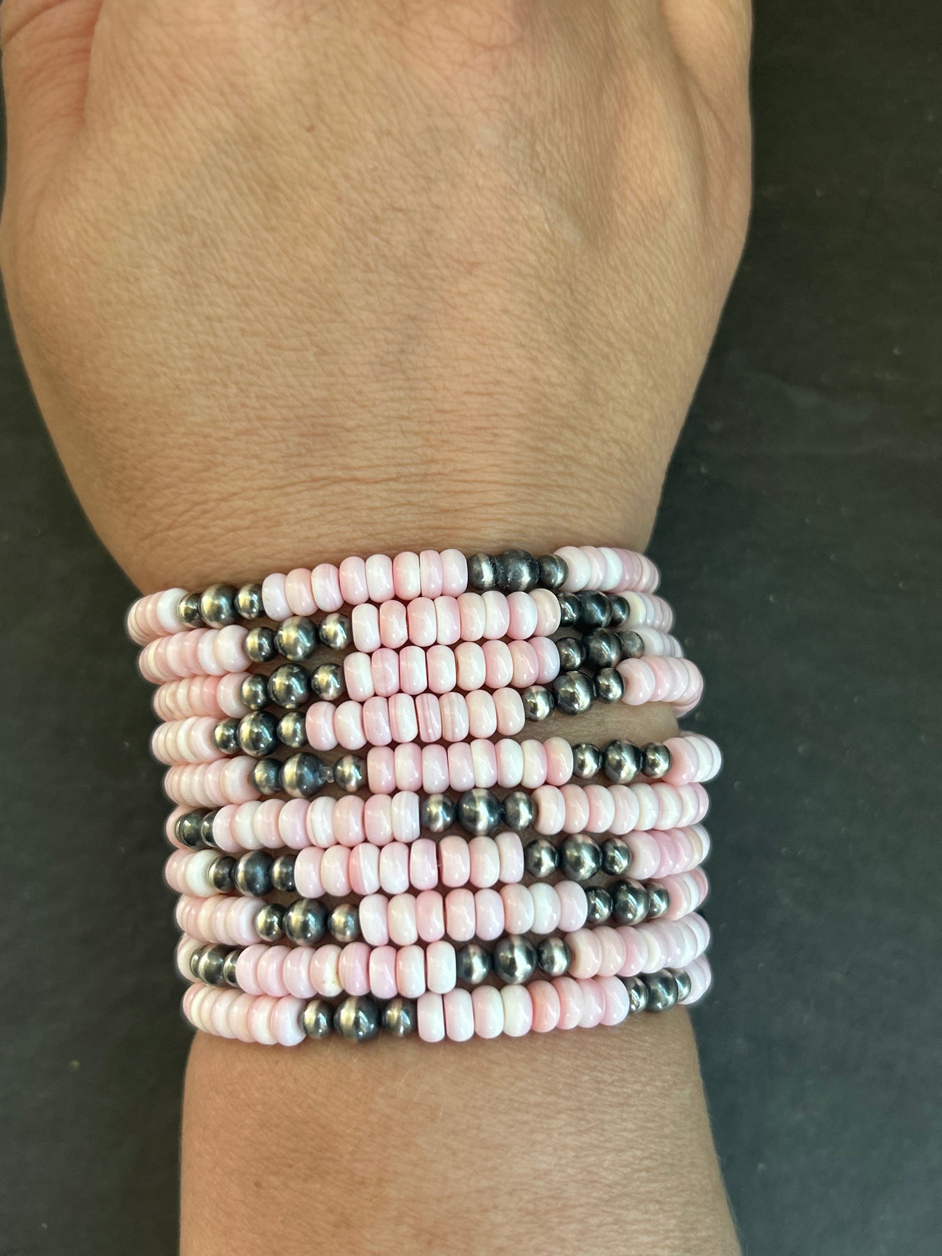 Pink Conch Stretchy Stacker Bracelet Style #2
