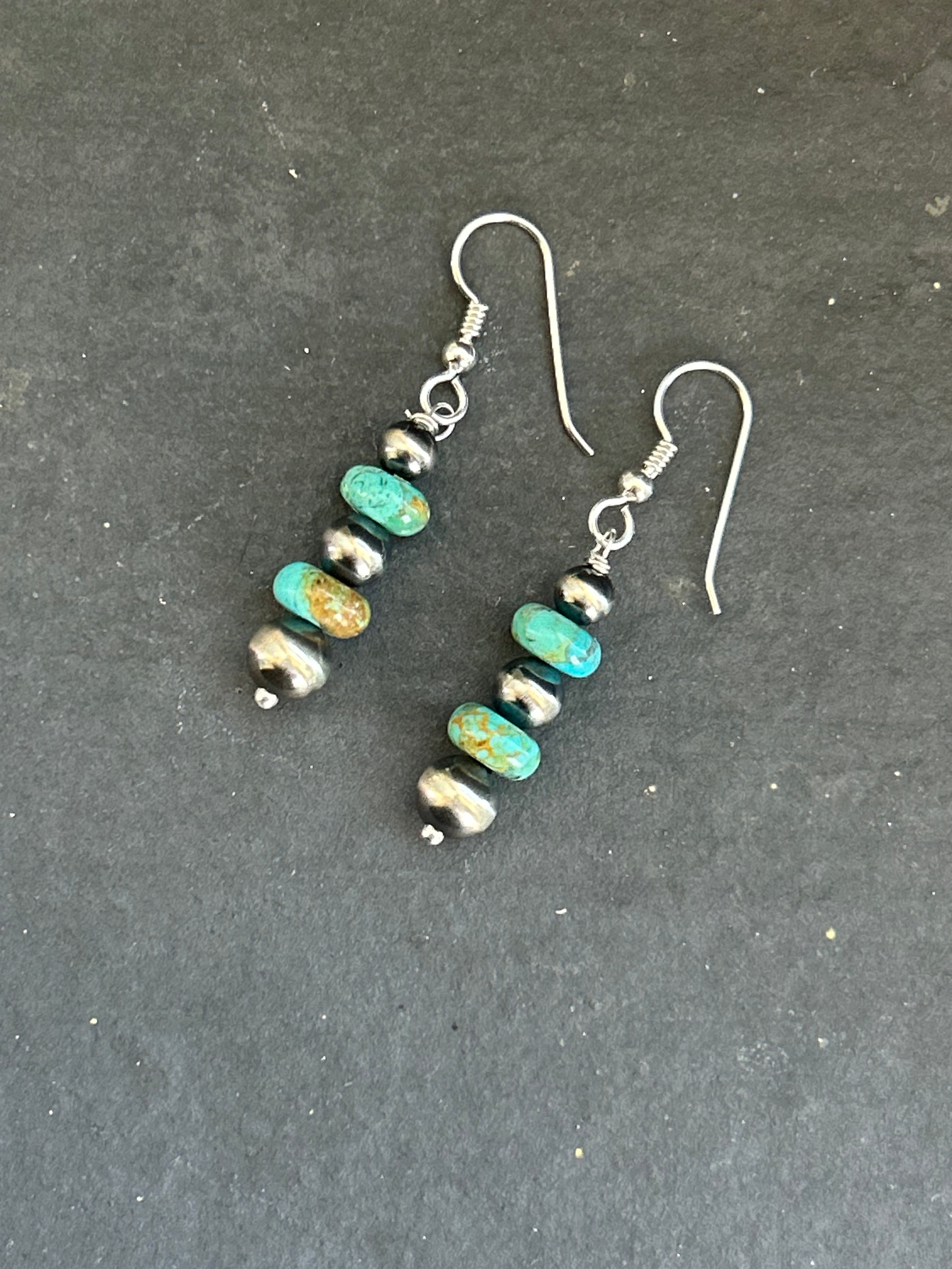 Kingman Turquoise Tapered Dangle Earrings