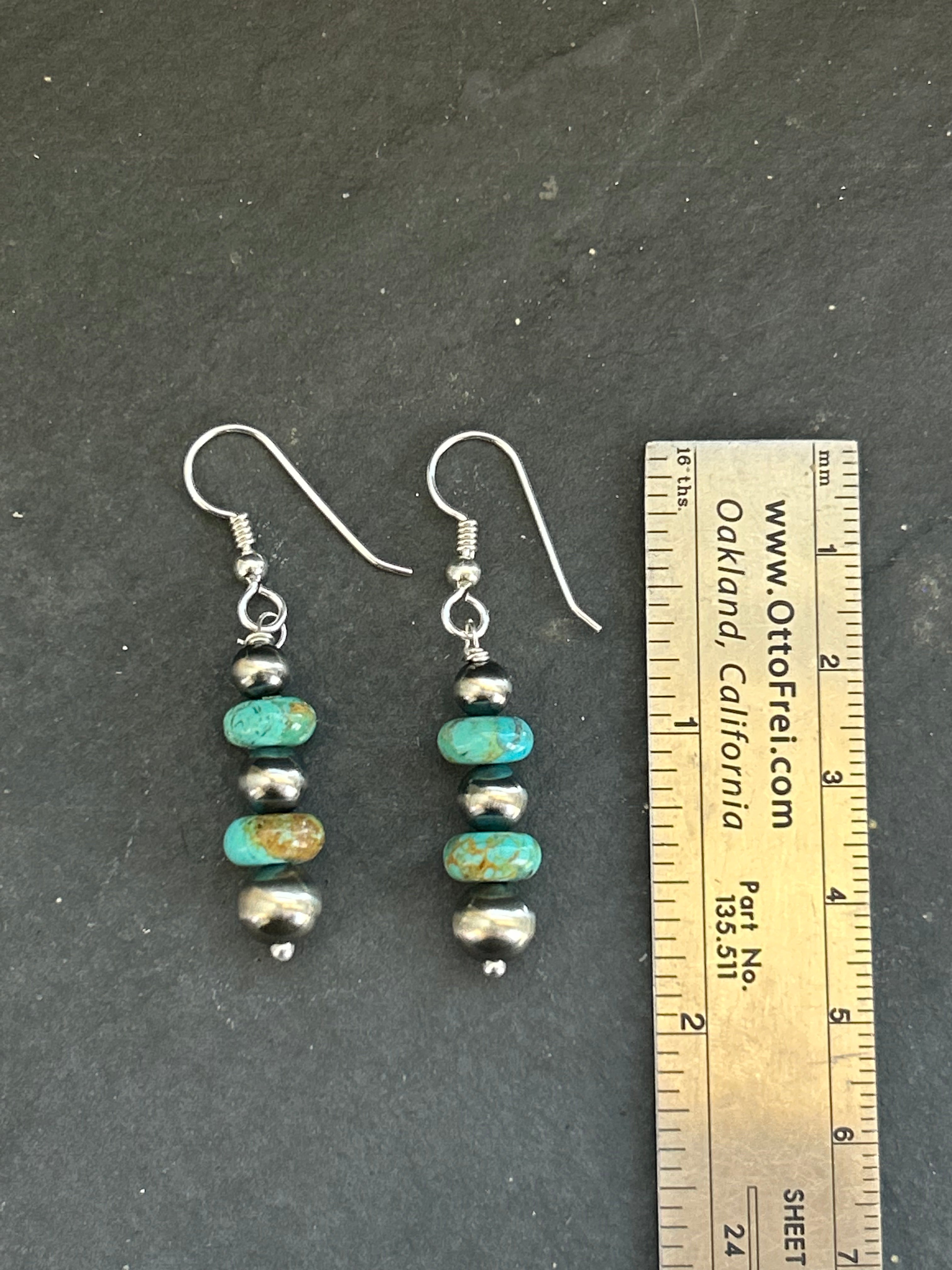 Kingman Turquoise Tapered Dangle Earrings
