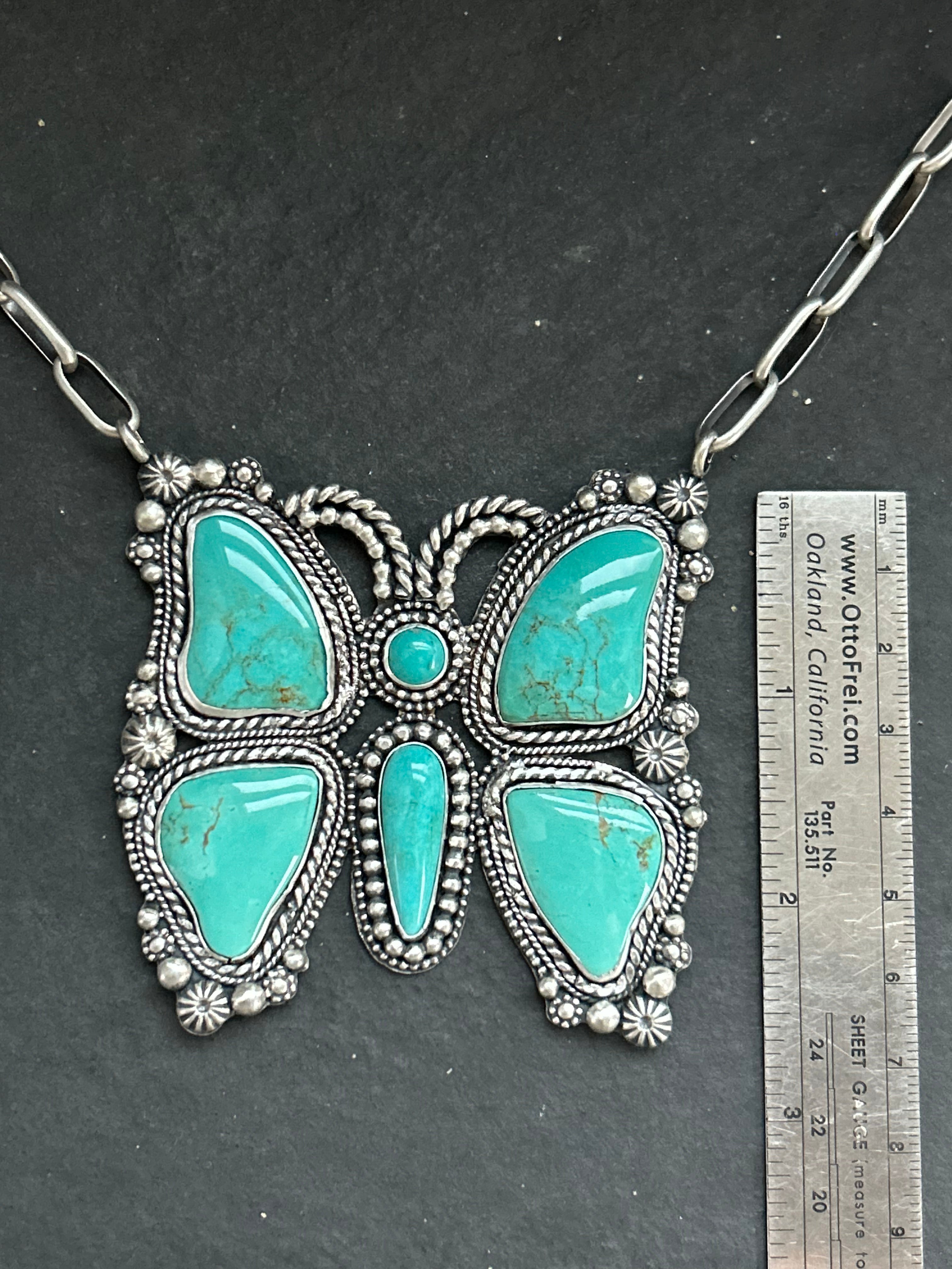 Kingman Turquoise Flutterby Necklace