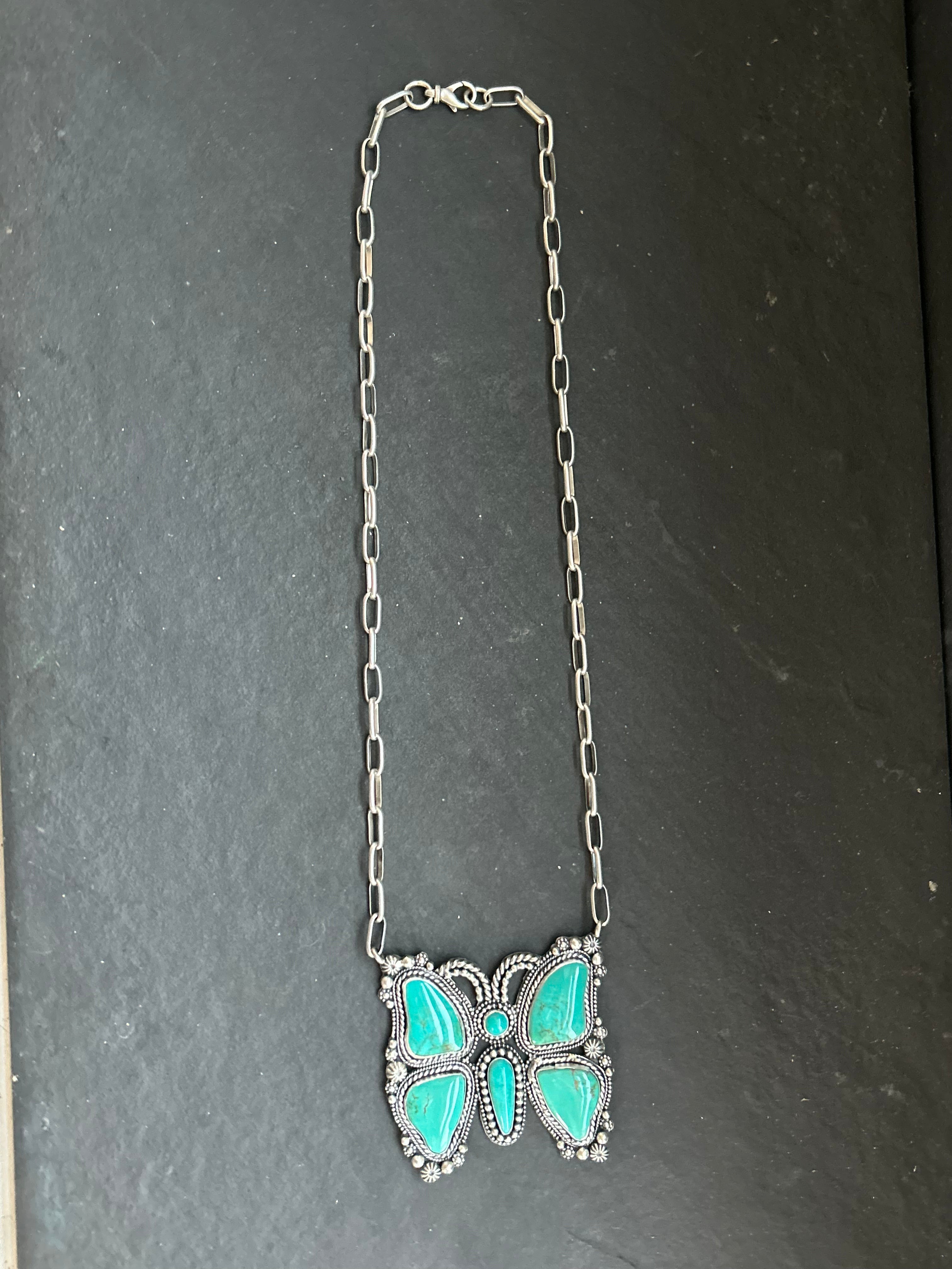 Kingman Turquoise Flutterby Necklace