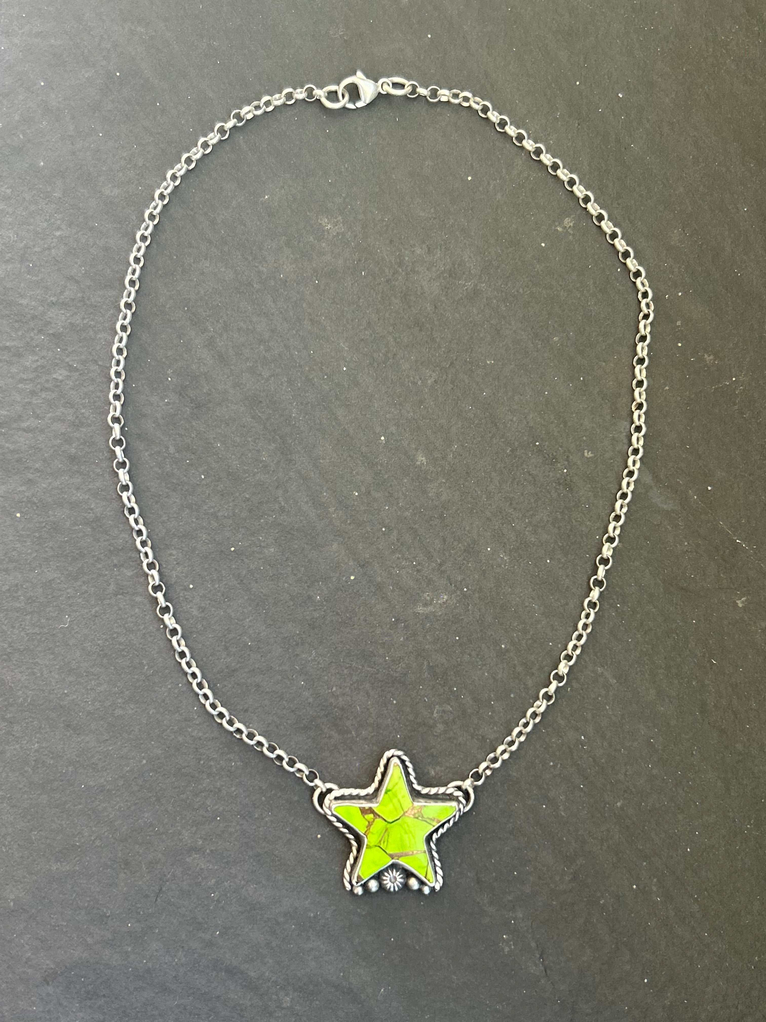 Green Wrangler Dahlia Star Necklace