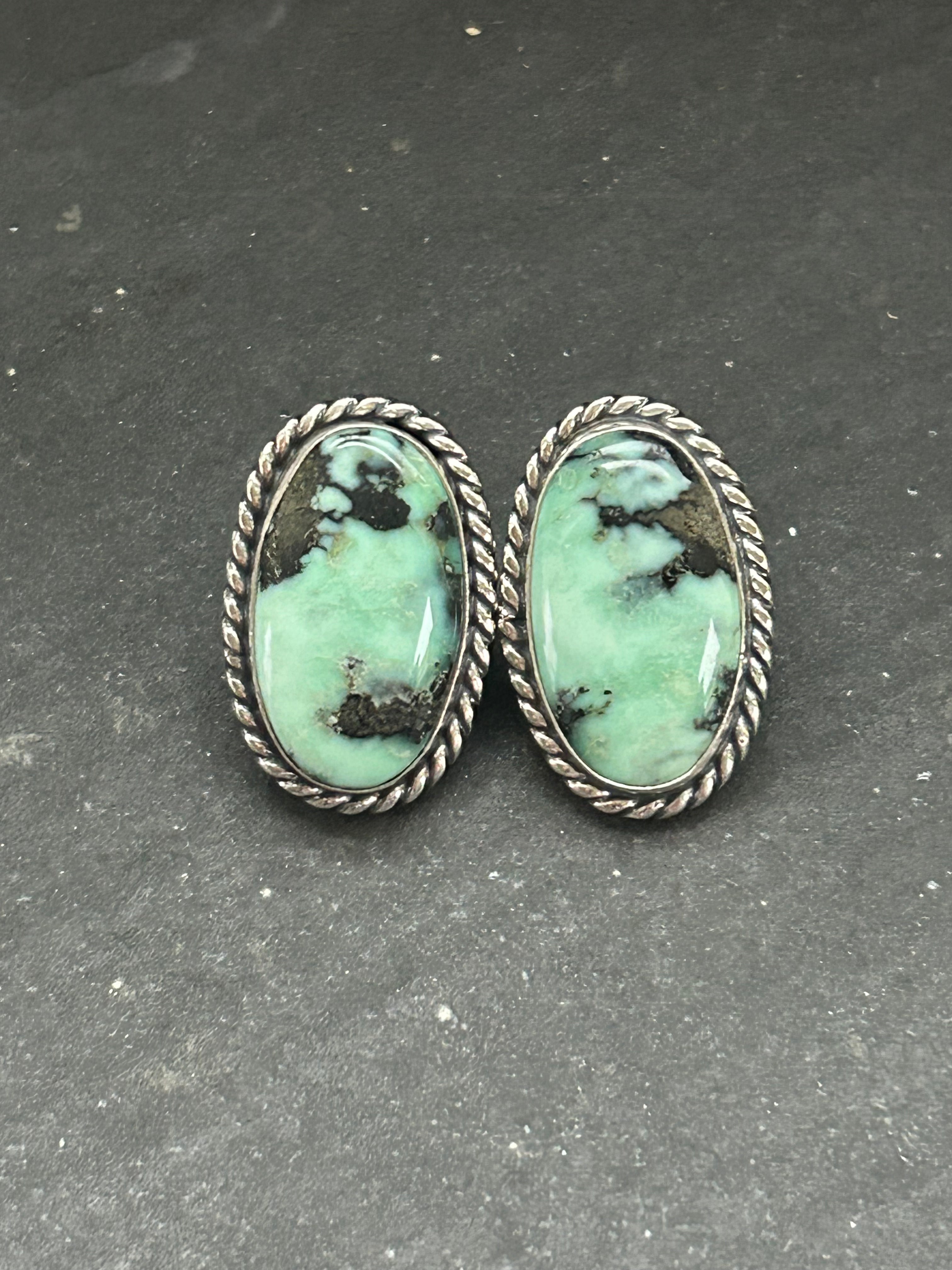 Angel Wing Variscite Stud Earrings Style #1