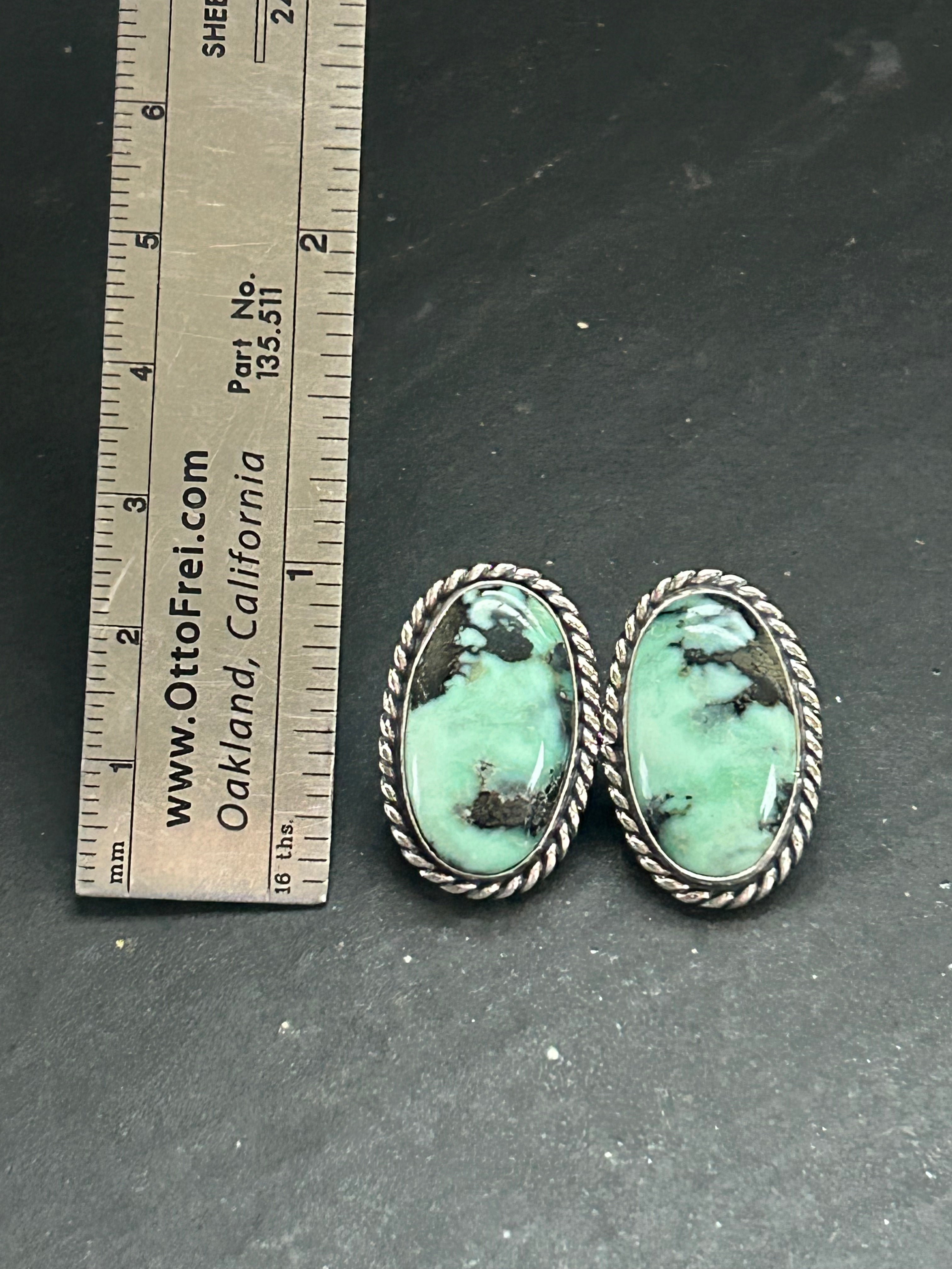 Angel Wing Variscite Stud Earrings Style #1
