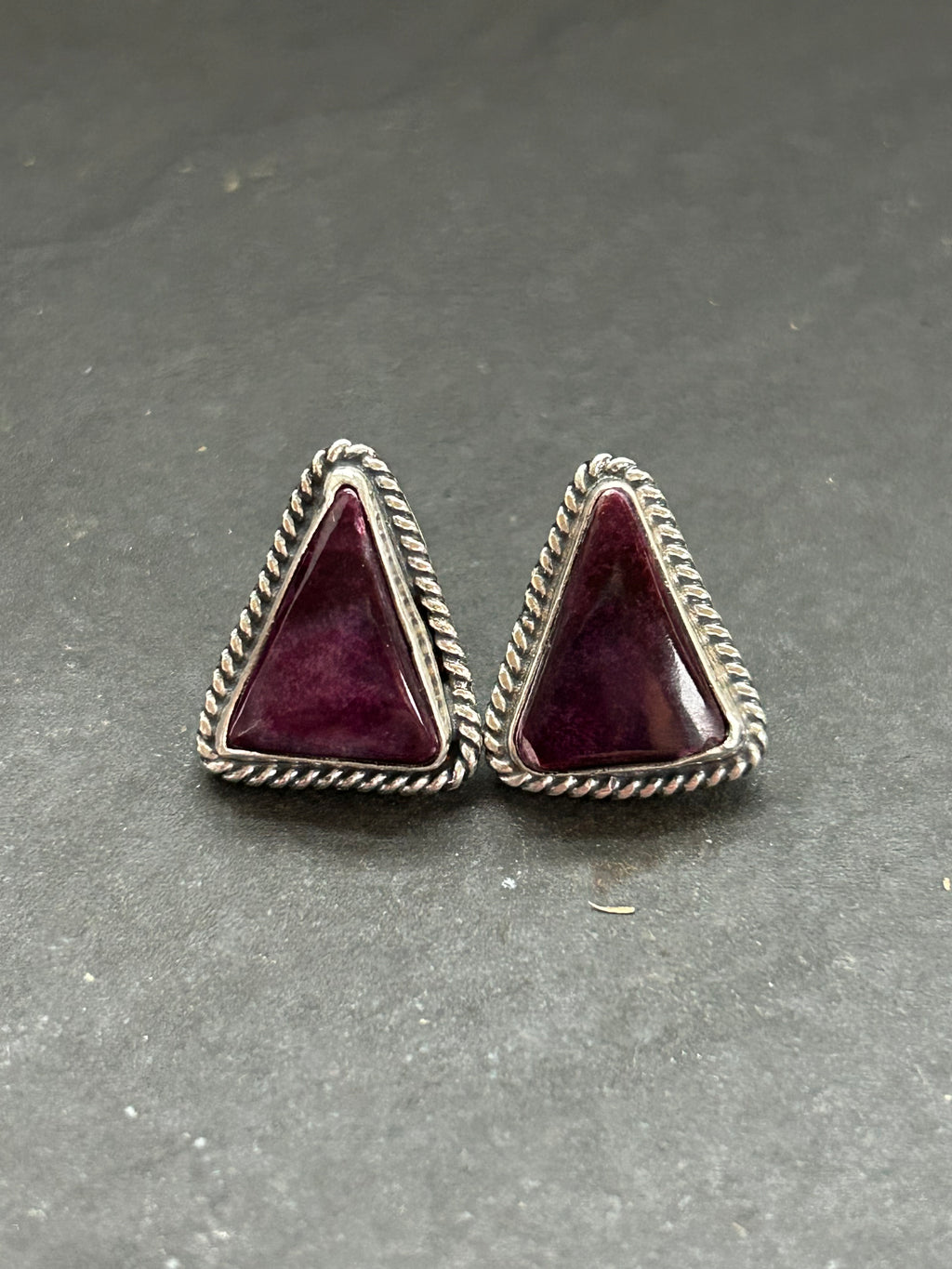 Purple Spiny Oyster Stud Earrings Style #1