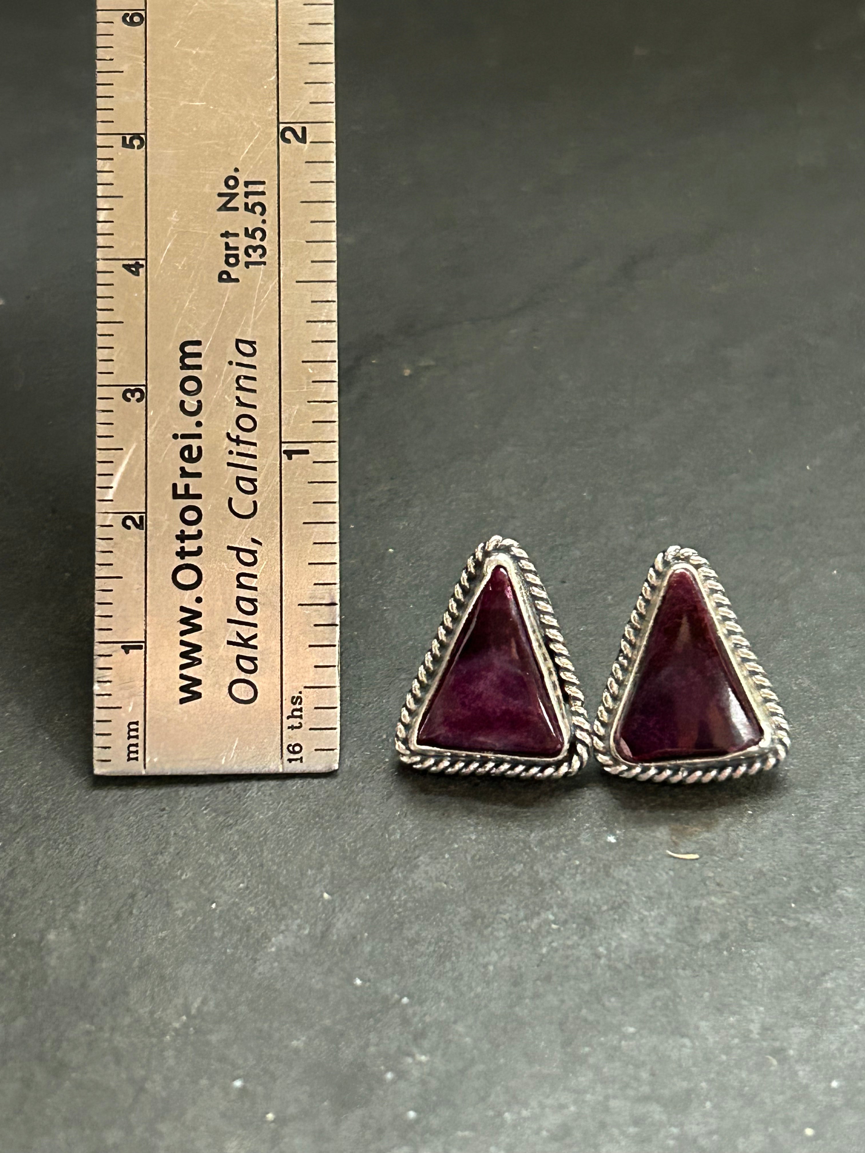 Purple Spiny Oyster Stud Earrings Style #1