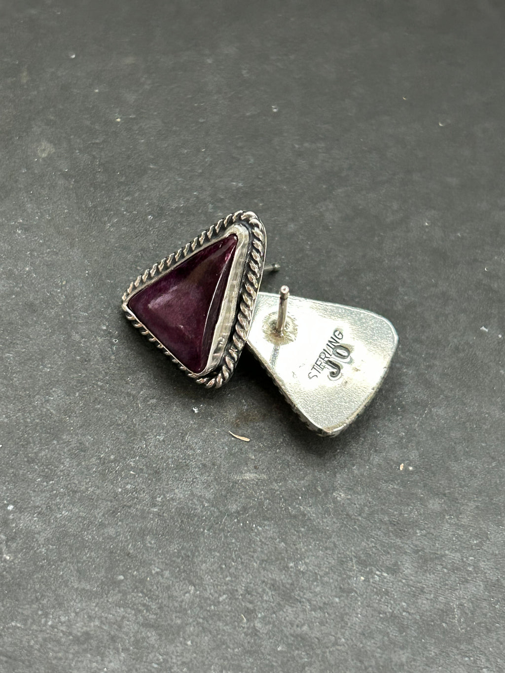 Purple Spiny Oyster Stud Earrings Style #1