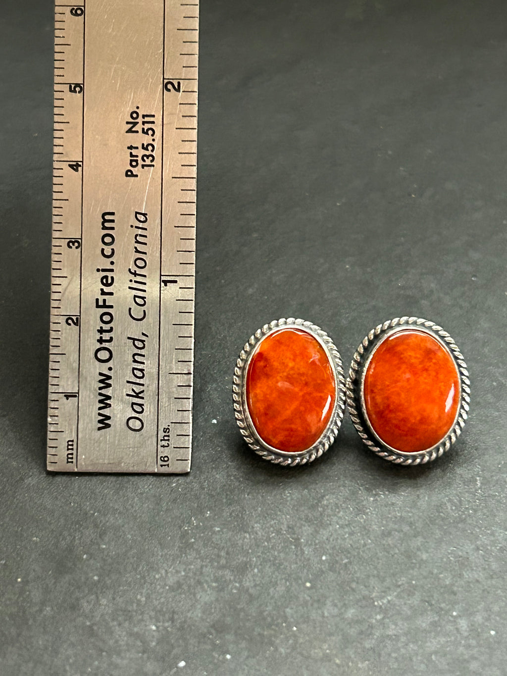 Orange Spiny Oyster Stud Earrings