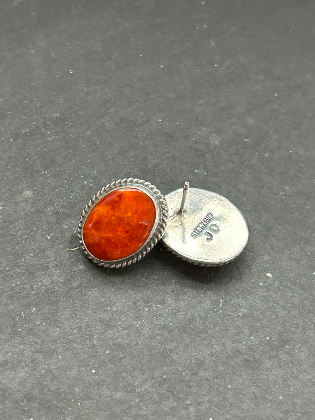Orange Spiny Oyster Stud Earrings